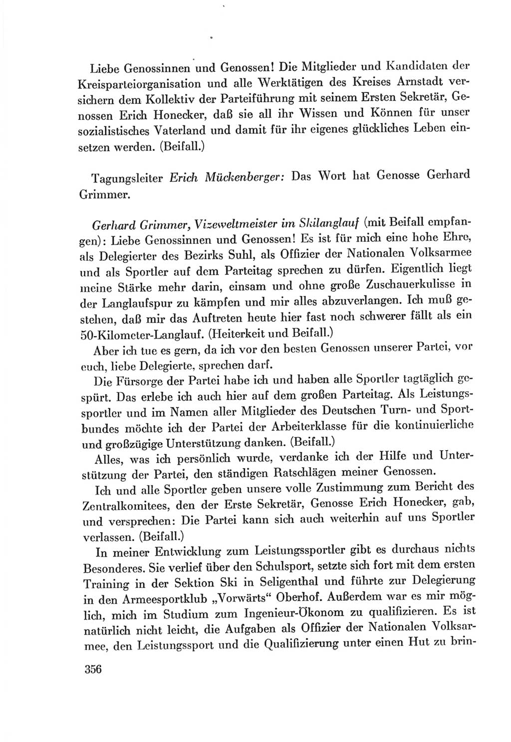 Protokoll der Verhandlungen des Ⅷ. Parteitages der Sozialistischen Einheitspartei Deutschlands (SED) [Deutsche Demokratische Republik (DDR)] 1971, Band 1, Seite 356 (Prot. Verh. Ⅷ. PT SED DDR 1971, Bd. 1, S. 356)