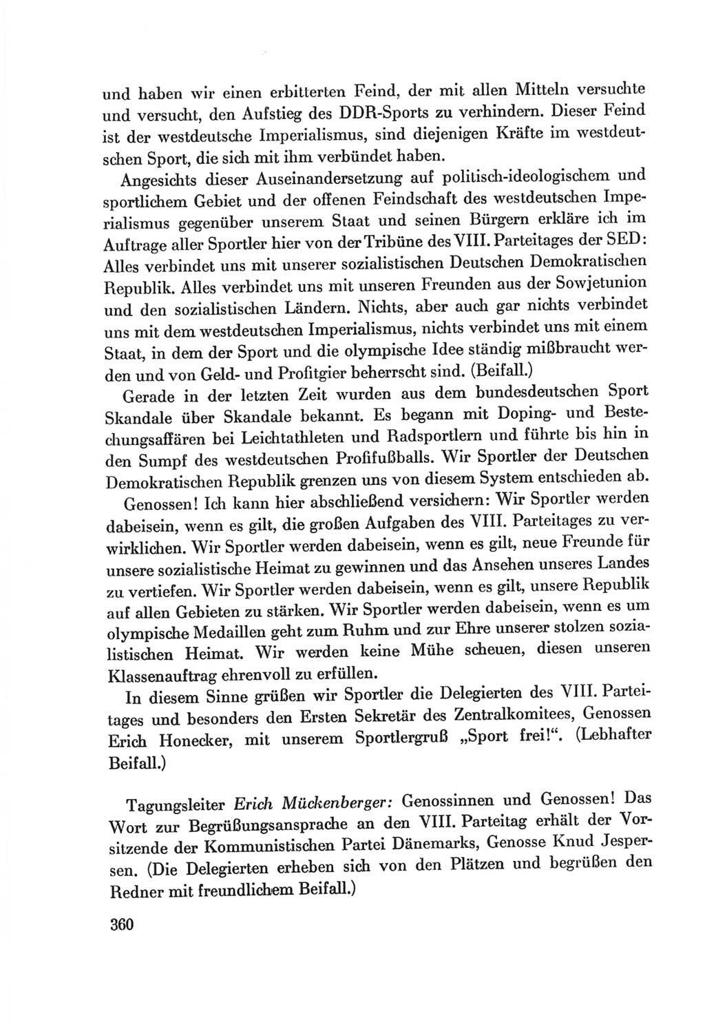 Protokoll der Verhandlungen des Ⅷ. Parteitages der Sozialistischen Einheitspartei Deutschlands (SED) [Deutsche Demokratische Republik (DDR)] 1971, Band 1, Seite 360 (Prot. Verh. Ⅷ. PT SED DDR 1971, Bd. 1, S. 360)