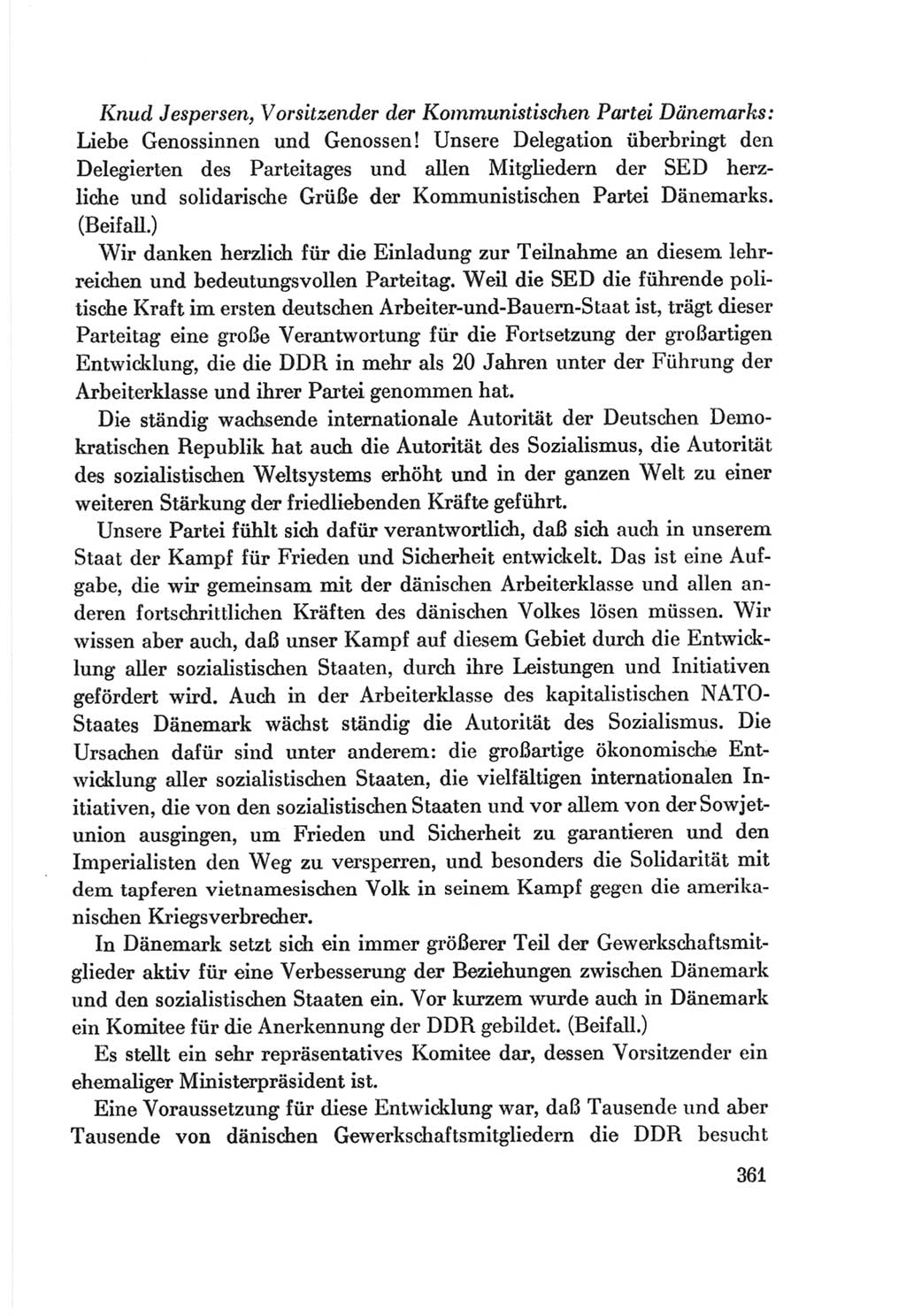 Protokoll der Verhandlungen des Ⅷ. Parteitages der Sozialistischen Einheitspartei Deutschlands (SED) [Deutsche Demokratische Republik (DDR)] 1971, Band 1, Seite 361 (Prot. Verh. Ⅷ. PT SED DDR 1971, Bd. 1, S. 361)