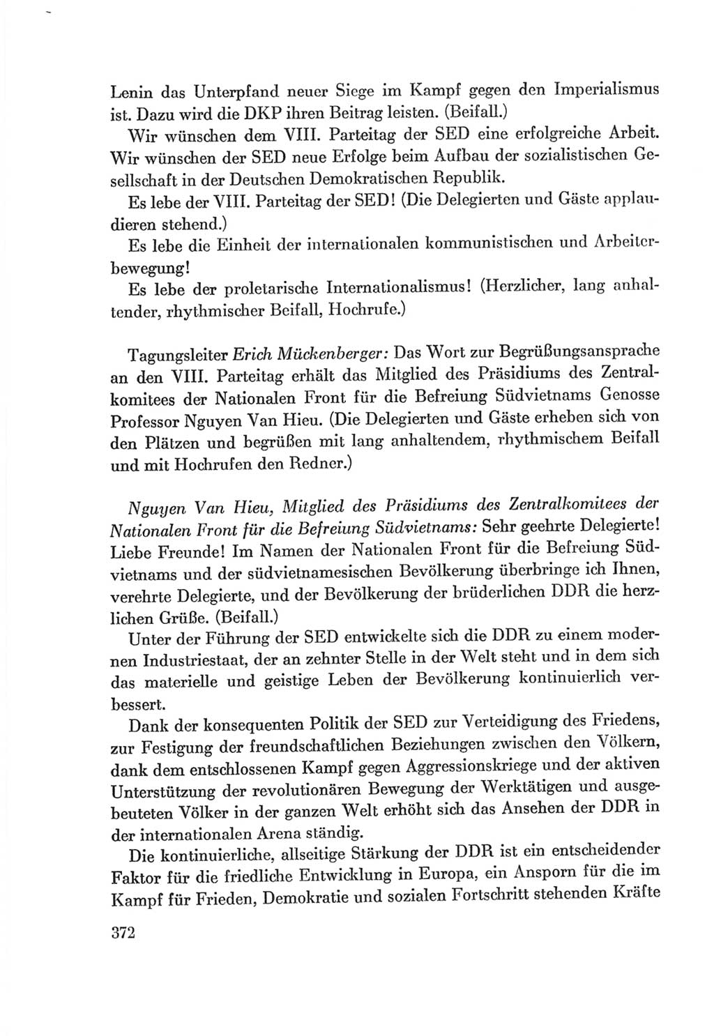 Protokoll der Verhandlungen des Ⅷ. Parteitages der Sozialistischen Einheitspartei Deutschlands (SED) [Deutsche Demokratische Republik (DDR)] 1971, Band 1, Seite 372 (Prot. Verh. Ⅷ. PT SED DDR 1971, Bd. 1, S. 372)