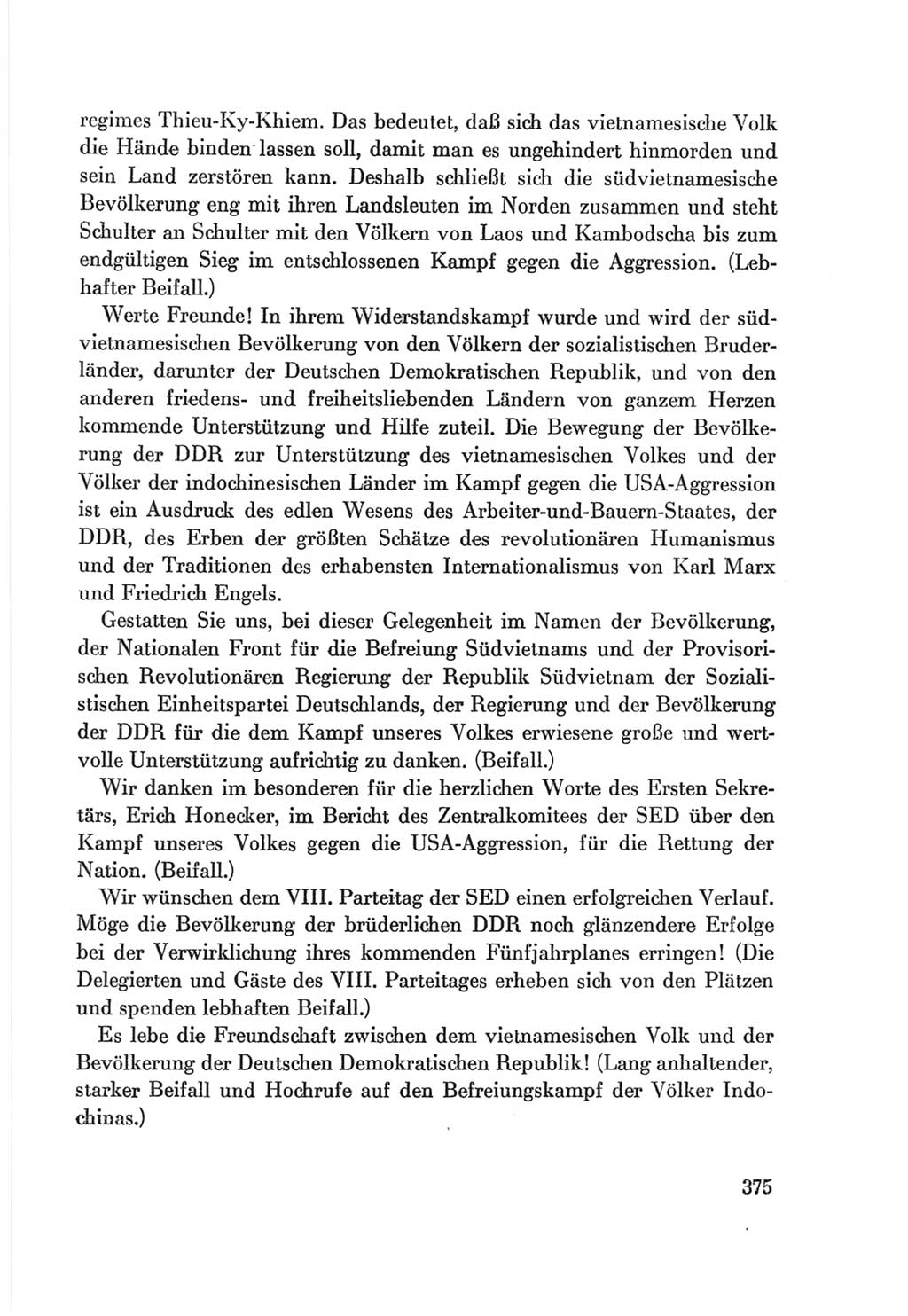 Protokoll der Verhandlungen des Ⅷ. Parteitages der Sozialistischen Einheitspartei Deutschlands (SED) [Deutsche Demokratische Republik (DDR)] 1971, Band 1, Seite 375 (Prot. Verh. Ⅷ. PT SED DDR 1971, Bd. 1, S. 375)