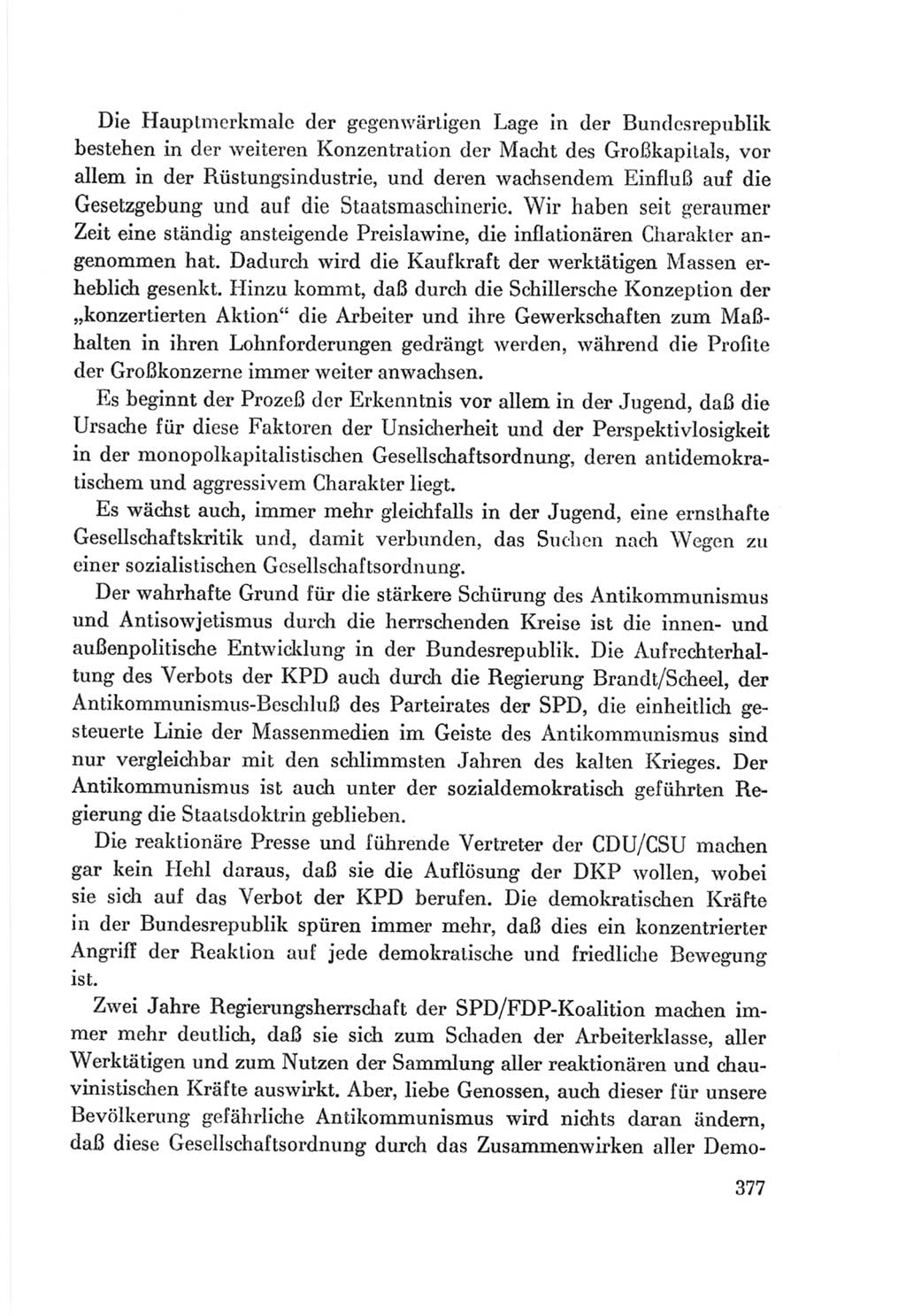 Protokoll der Verhandlungen des Ⅷ. Parteitages der Sozialistischen Einheitspartei Deutschlands (SED) [Deutsche Demokratische Republik (DDR)] 1971, Band 1, Seite 377 (Prot. Verh. Ⅷ. PT SED DDR 1971, Bd. 1, S. 377)