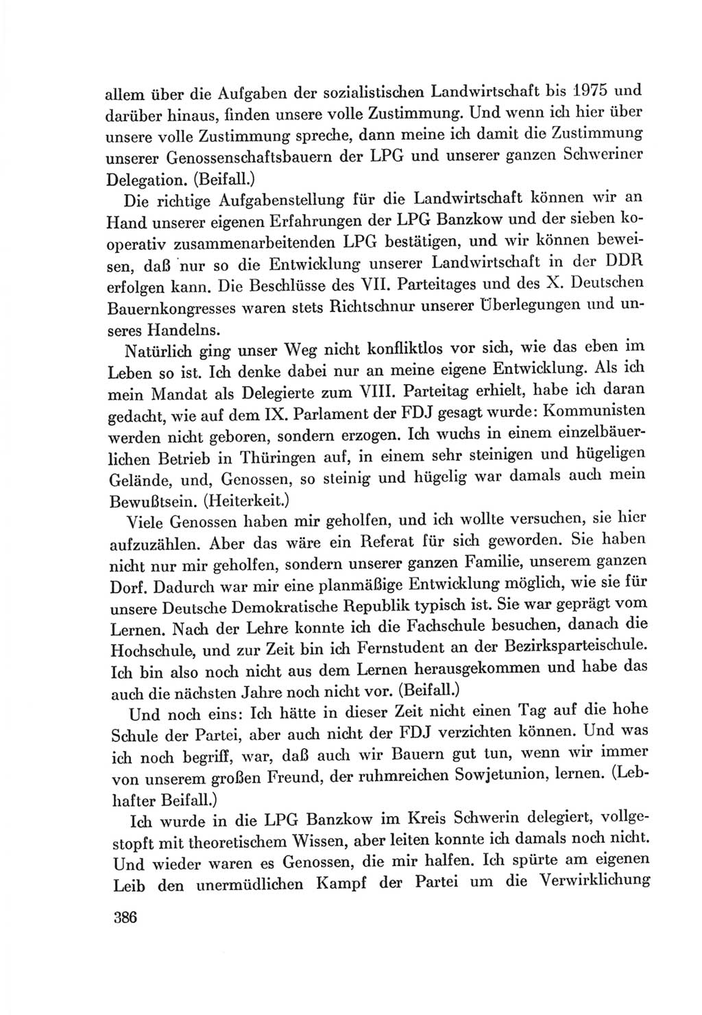 Protokoll der Verhandlungen des Ⅷ. Parteitages der Sozialistischen Einheitspartei Deutschlands (SED) [Deutsche Demokratische Republik (DDR)] 1971, Band 1, Seite 386 (Prot. Verh. Ⅷ. PT SED DDR 1971, Bd. 1, S. 386)