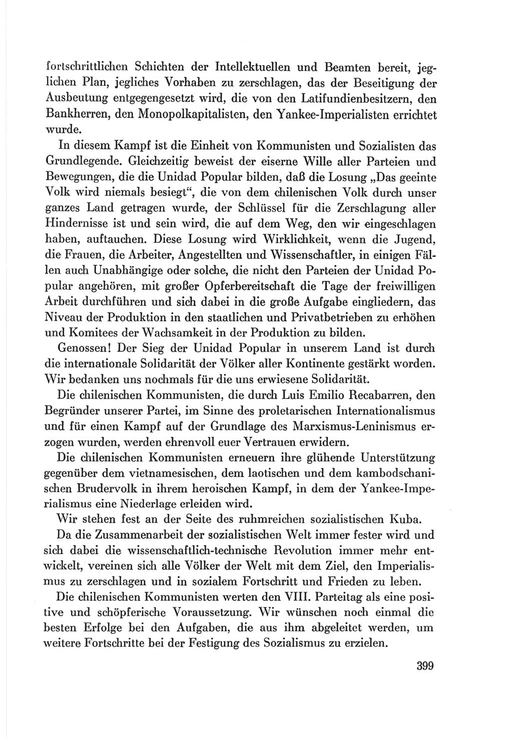 Protokoll der Verhandlungen des Ⅷ. Parteitages der Sozialistischen Einheitspartei Deutschlands (SED) [Deutsche Demokratische Republik (DDR)] 1971, Band 1, Seite 399 (Prot. Verh. Ⅷ. PT SED DDR 1971, Bd. 1, S. 399)