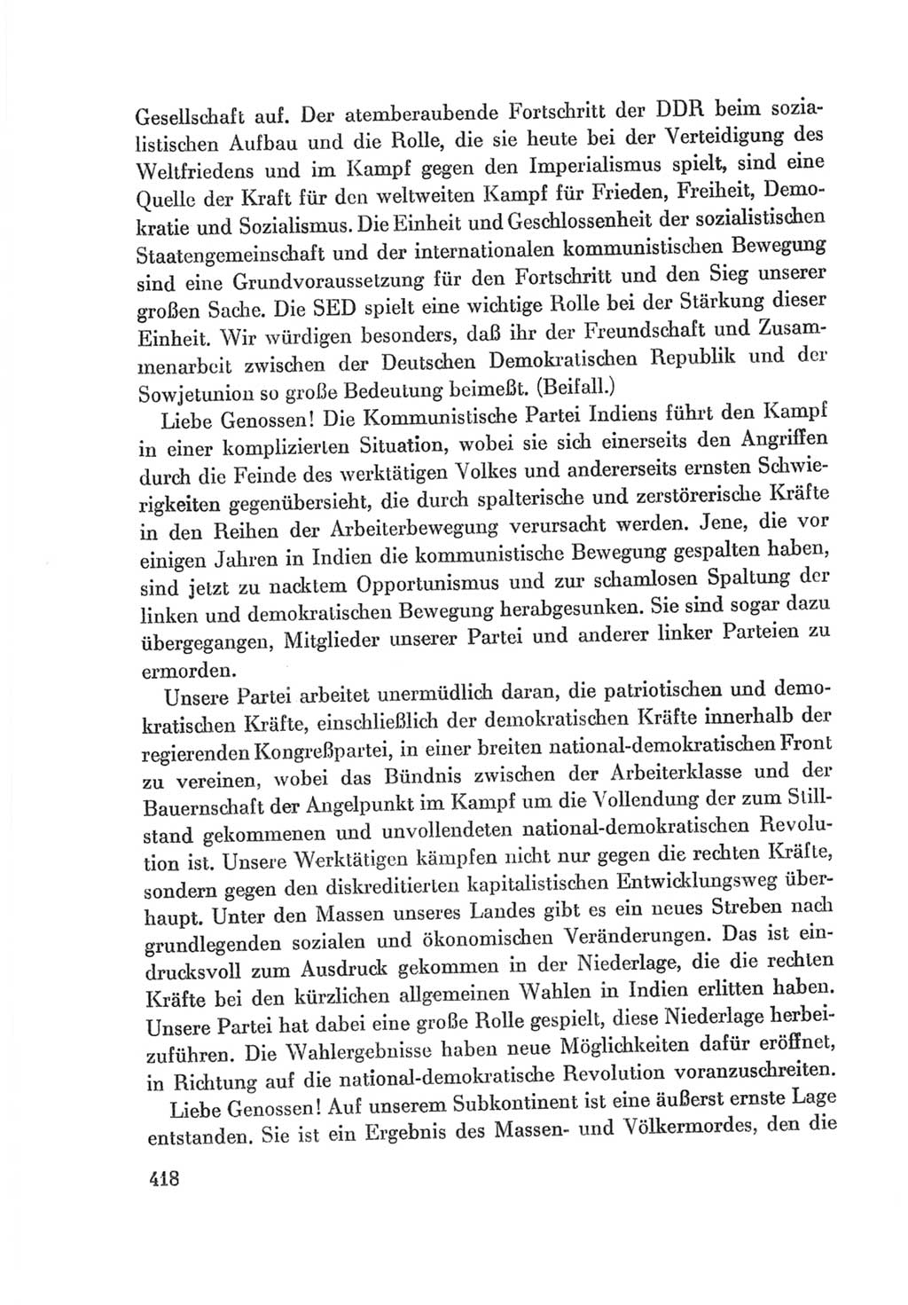Protokoll der Verhandlungen des Ⅷ. Parteitages der Sozialistischen Einheitspartei Deutschlands (SED) [Deutsche Demokratische Republik (DDR)] 1971, Band 1, Seite 418 (Prot. Verh. Ⅷ. PT SED DDR 1971, Bd. 1, S. 418)