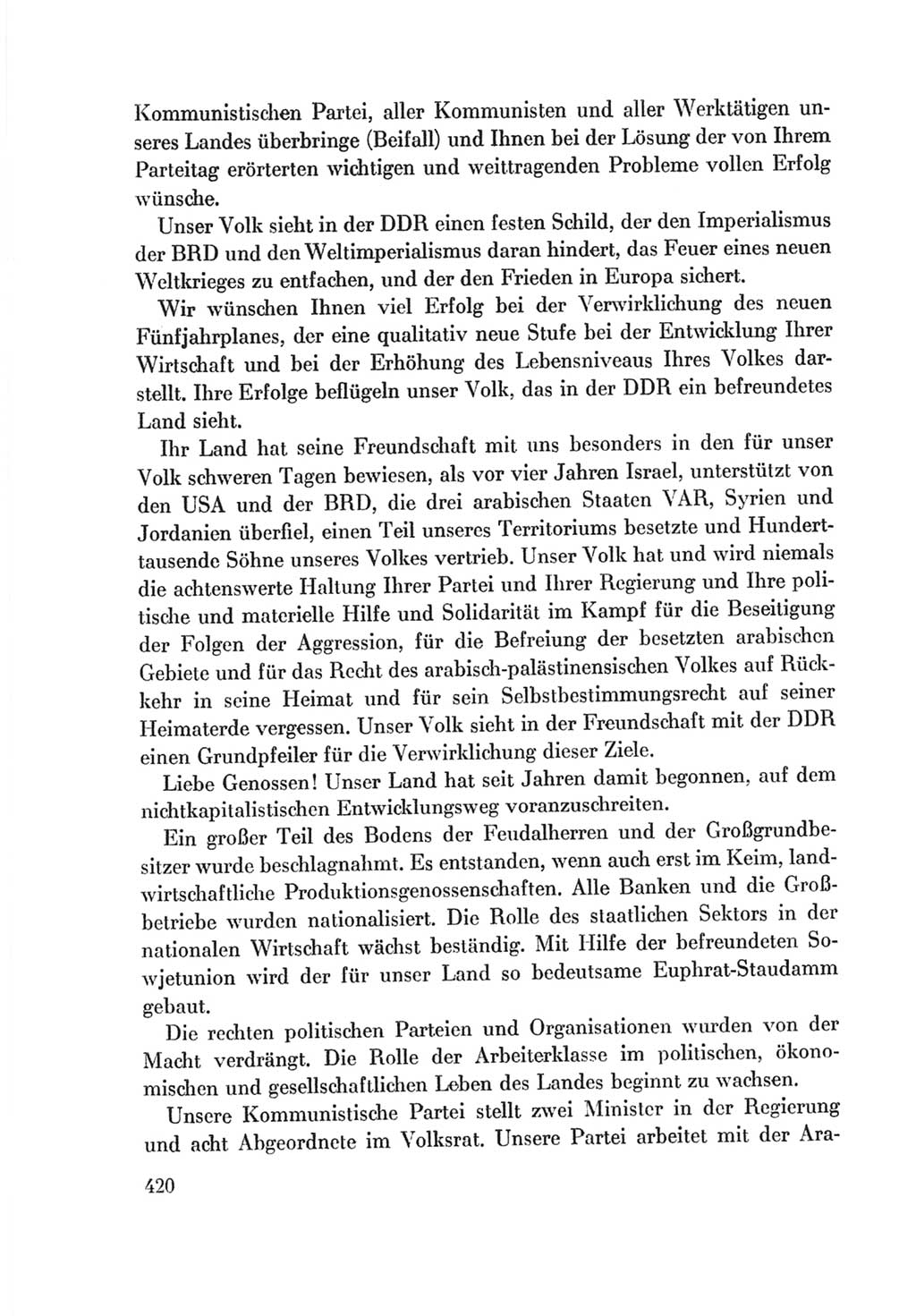 Protokoll der Verhandlungen des Ⅷ. Parteitages der Sozialistischen Einheitspartei Deutschlands (SED) [Deutsche Demokratische Republik (DDR)] 1971, Band 1, Seite 420 (Prot. Verh. Ⅷ. PT SED DDR 1971, Bd. 1, S. 420)