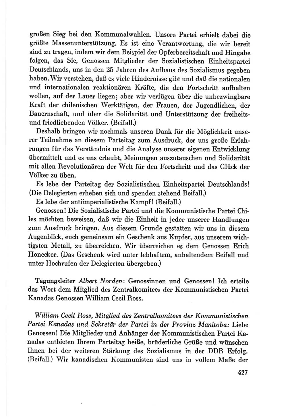 Protokoll der Verhandlungen des Ⅷ. Parteitages der Sozialistischen Einheitspartei Deutschlands (SED) [Deutsche Demokratische Republik (DDR)] 1971, Band 1, Seite 427 (Prot. Verh. Ⅷ. PT SED DDR 1971, Bd. 1, S. 427)