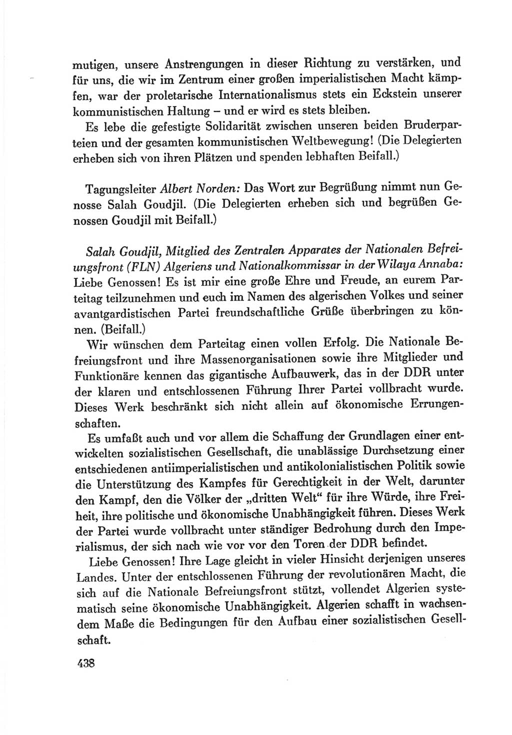Protokoll der Verhandlungen des Ⅷ. Parteitages der Sozialistischen Einheitspartei Deutschlands (SED) [Deutsche Demokratische Republik (DDR)] 1971, Band 1, Seite 438 (Prot. Verh. Ⅷ. PT SED DDR 1971, Bd. 1, S. 438)