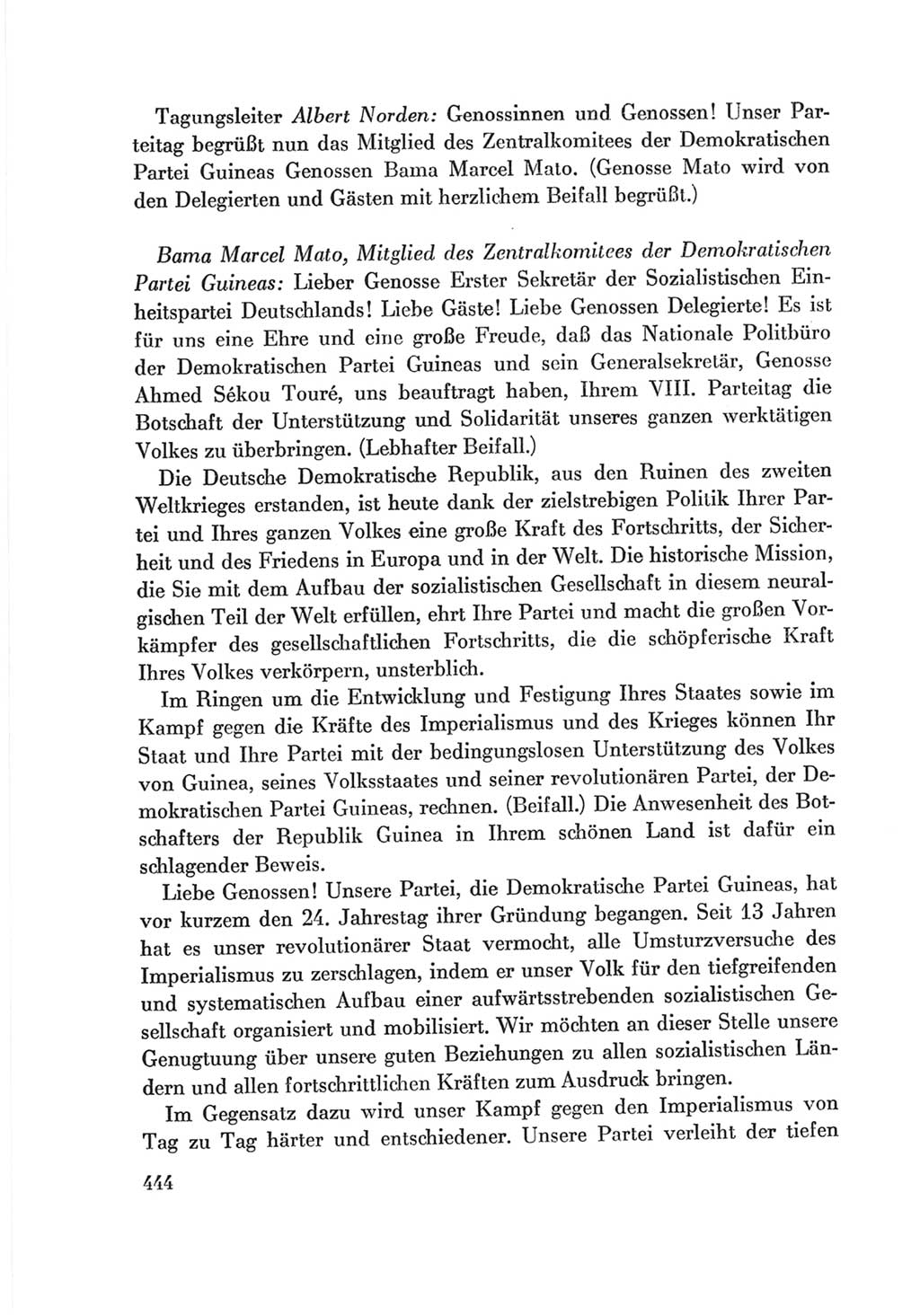 Protokoll der Verhandlungen des Ⅷ. Parteitages der Sozialistischen Einheitspartei Deutschlands (SED) [Deutsche Demokratische Republik (DDR)] 1971, Band 1, Seite 444 (Prot. Verh. Ⅷ. PT SED DDR 1971, Bd. 1, S. 444)