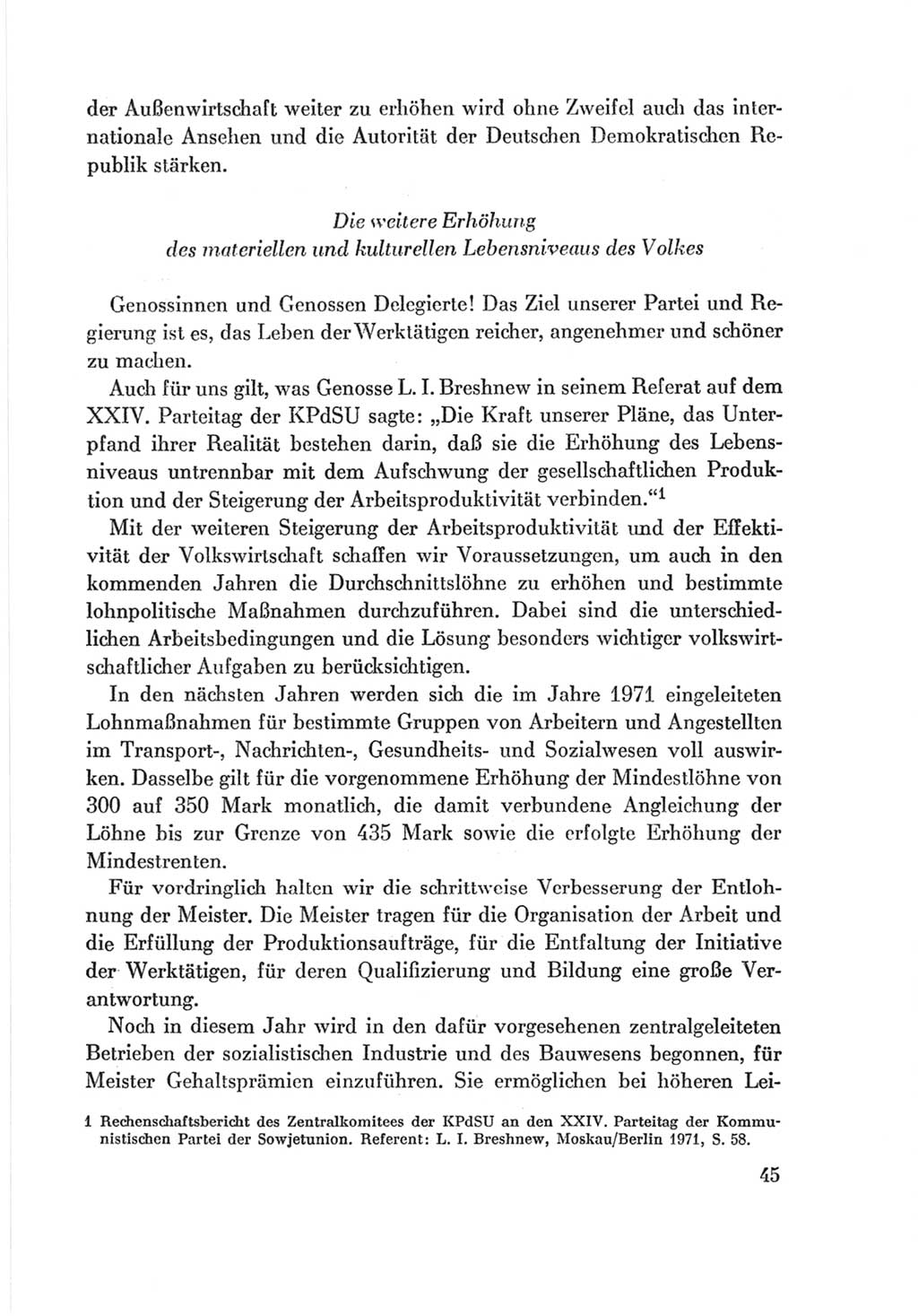 Protokoll der Verhandlungen des Ⅷ. Parteitages der Sozialistischen Einheitspartei Deutschlands (SED) [Deutsche Demokratische Republik (DDR)] 1971, Band 2, Seite 45 (Prot. Verh. Ⅷ. PT SED DDR 1971, Bd. 2, S. 45)