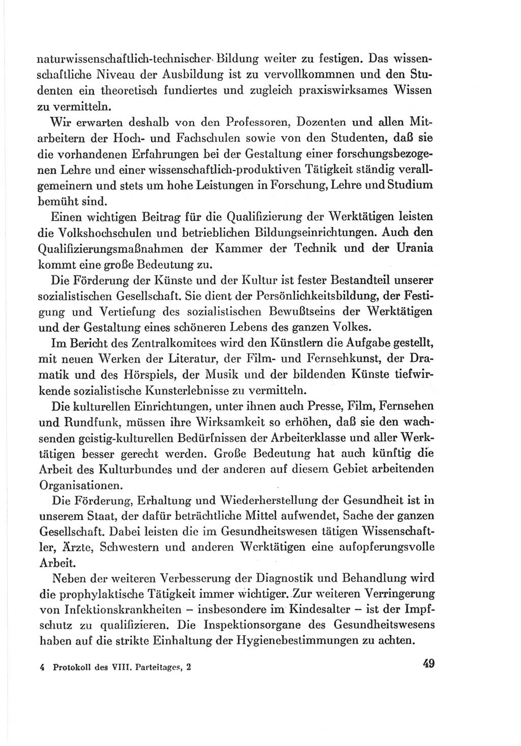 Protokoll der Verhandlungen des Ⅷ. Parteitages der Sozialistischen Einheitspartei Deutschlands (SED) [Deutsche Demokratische Republik (DDR)] 1971, Band 2, Seite 49 (Prot. Verh. Ⅷ. PT SED DDR 1971, Bd. 2, S. 49)