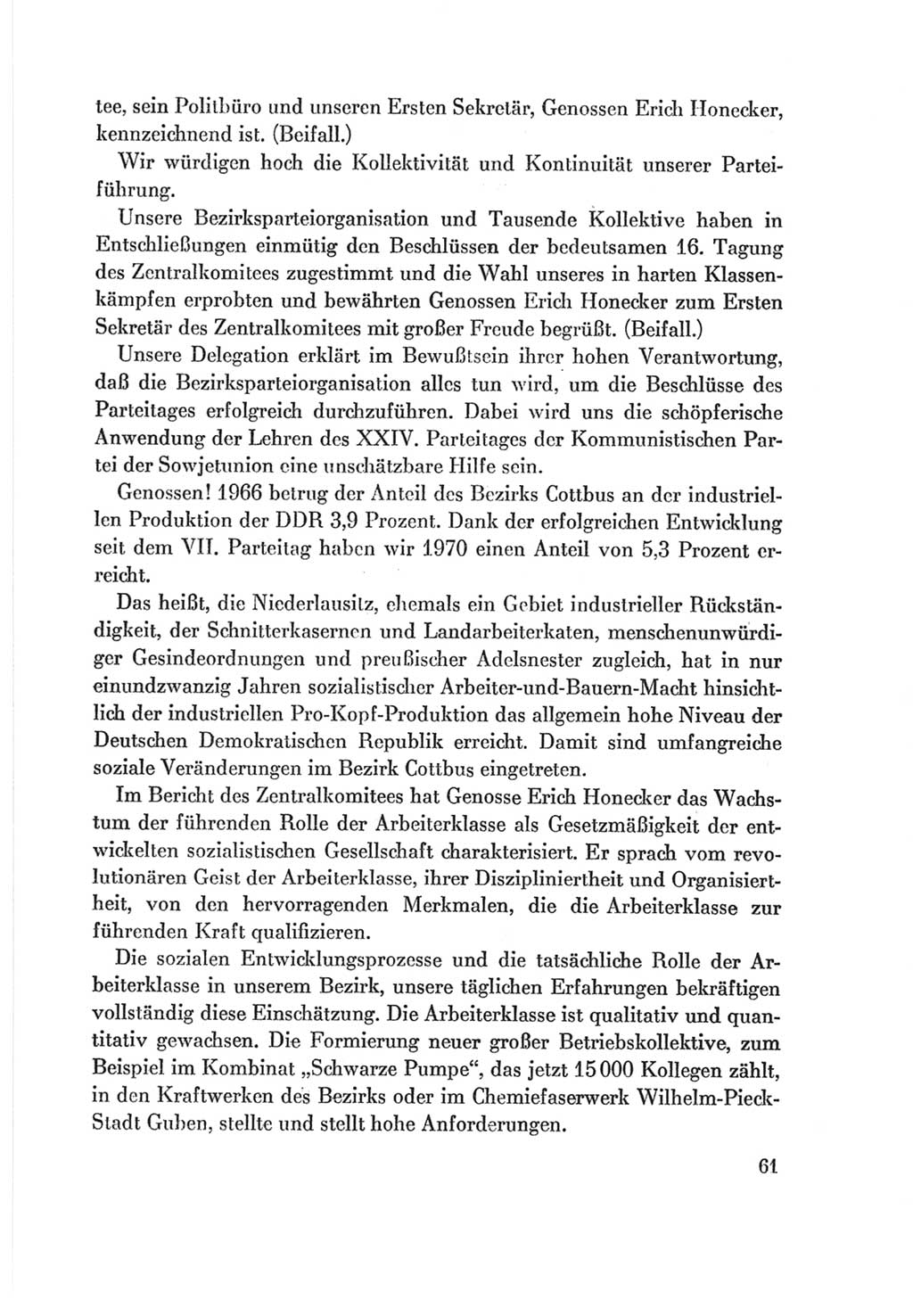 Protokoll der Verhandlungen des Ⅷ. Parteitages der Sozialistischen Einheitspartei Deutschlands (SED) [Deutsche Demokratische Republik (DDR)] 1971, Band 2, Seite 61 (Prot. Verh. Ⅷ. PT SED DDR 1971, Bd. 2, S. 61)