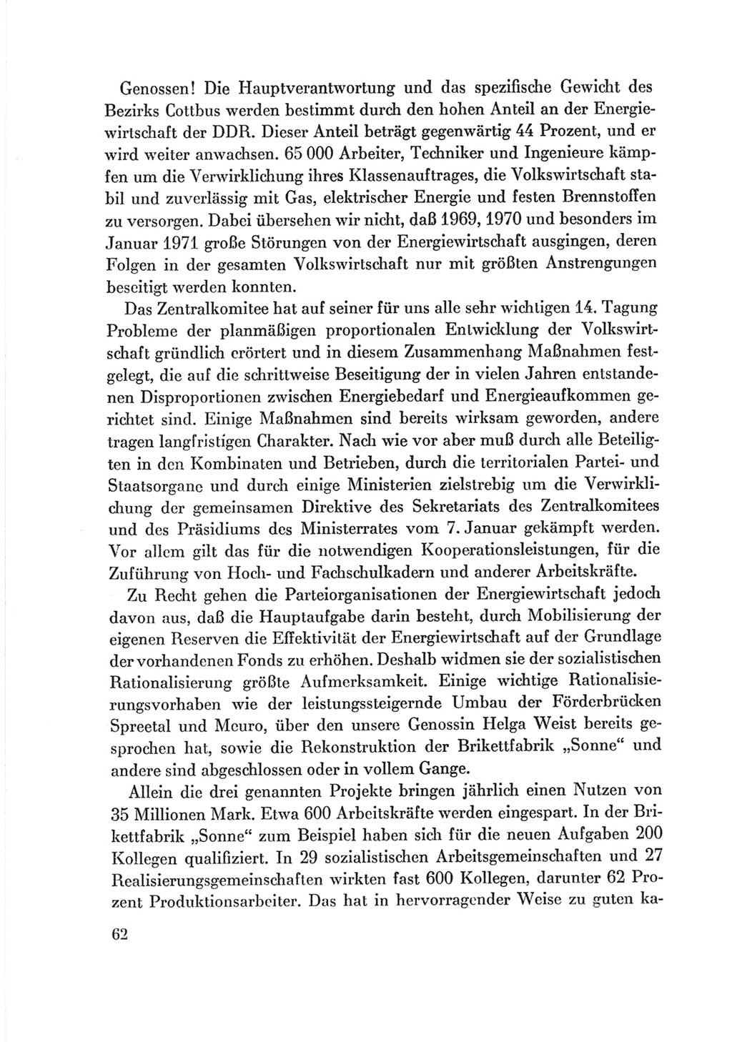 Protokoll der Verhandlungen des Ⅷ. Parteitages der Sozialistischen Einheitspartei Deutschlands (SED) [Deutsche Demokratische Republik (DDR)] 1971, Band 2, Seite 62 (Prot. Verh. Ⅷ. PT SED DDR 1971, Bd. 2, S. 62)