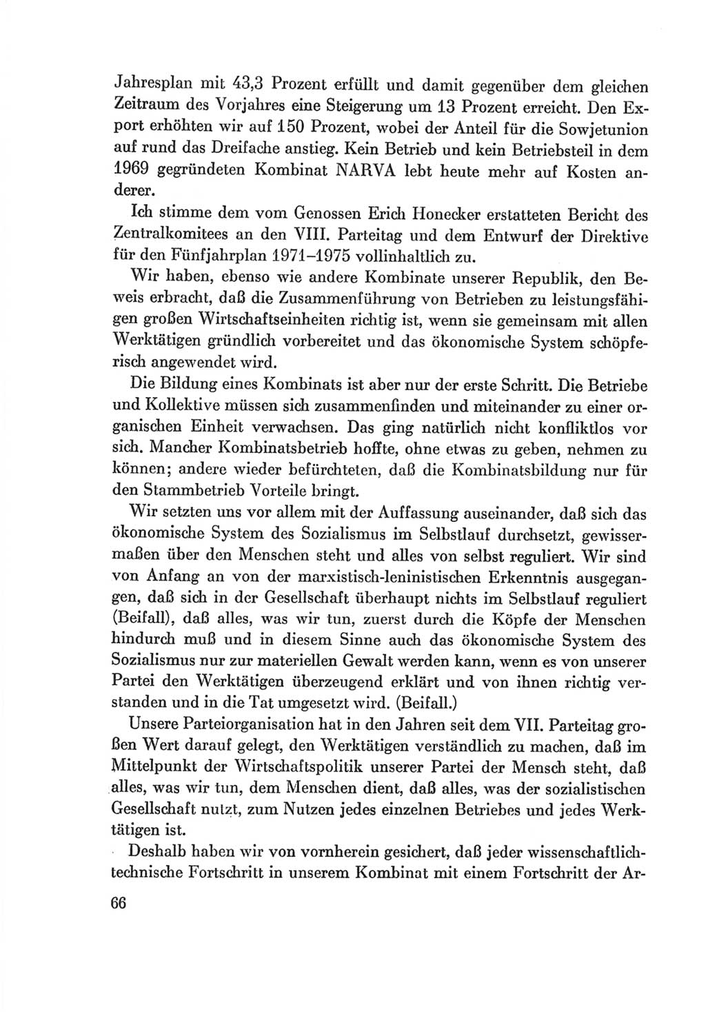 Protokoll der Verhandlungen des Ⅷ. Parteitages der Sozialistischen Einheitspartei Deutschlands (SED) [Deutsche Demokratische Republik (DDR)] 1971, Band 2, Seite 66 (Prot. Verh. Ⅷ. PT SED DDR 1971, Bd. 2, S. 66)