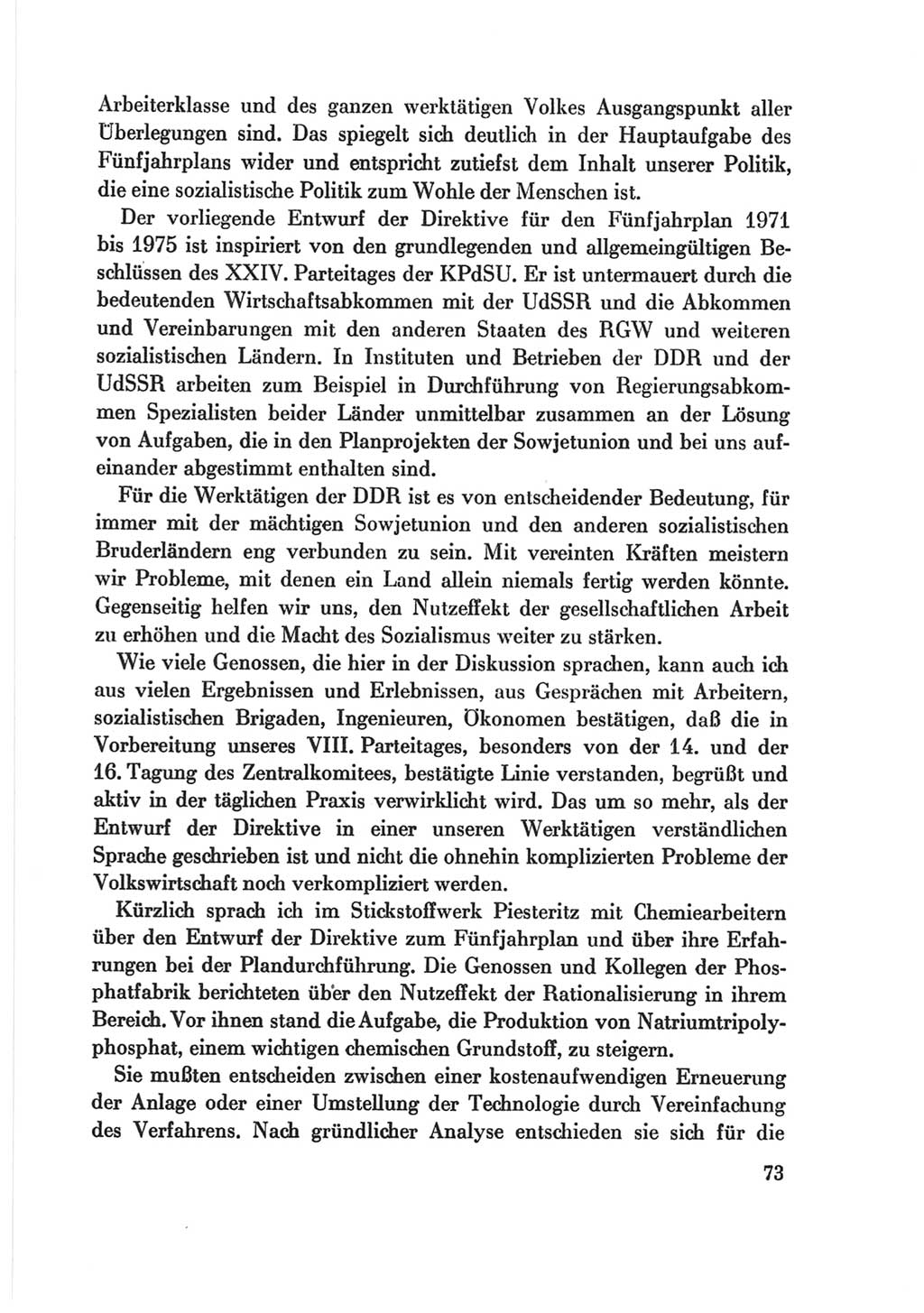 Protokoll der Verhandlungen des Ⅷ. Parteitages der Sozialistischen Einheitspartei Deutschlands (SED) [Deutsche Demokratische Republik (DDR)] 1971, Band 2, Seite 73 (Prot. Verh. Ⅷ. PT SED DDR 1971, Bd. 2, S. 73)