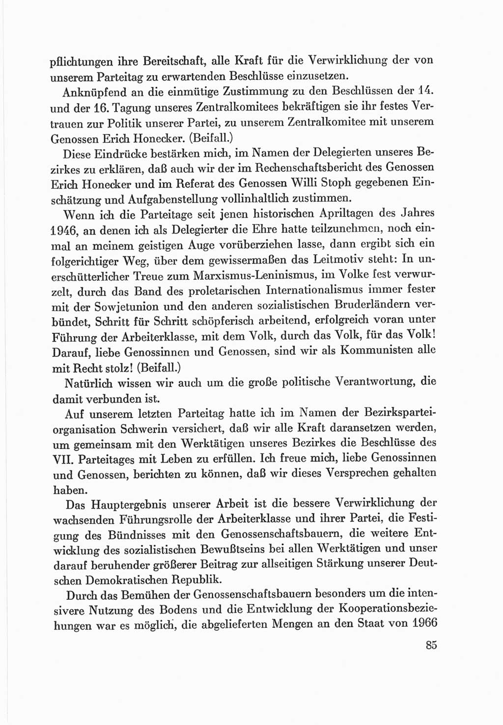 Protokoll der Verhandlungen des Ⅷ. Parteitages der Sozialistischen Einheitspartei Deutschlands (SED) [Deutsche Demokratische Republik (DDR)] 1971, Band 2, Seite 85 (Prot. Verh. Ⅷ. PT SED DDR 1971, Bd. 2, S. 85)