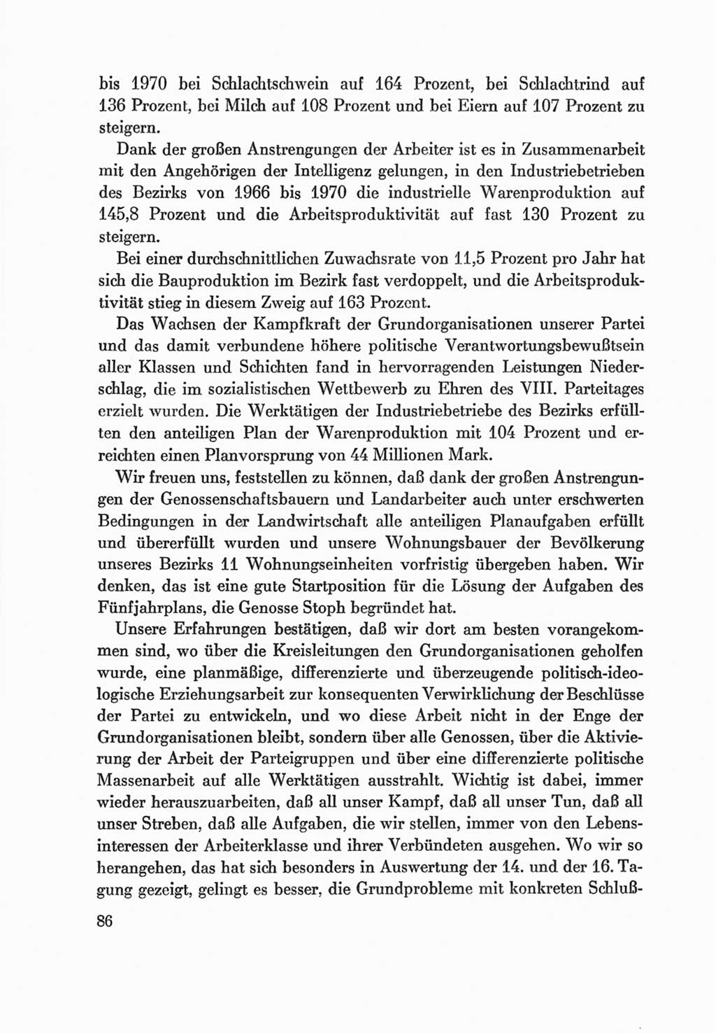 Protokoll der Verhandlungen des Ⅷ. Parteitages der Sozialistischen Einheitspartei Deutschlands (SED) [Deutsche Demokratische Republik (DDR)] 1971, Band 2, Seite 86 (Prot. Verh. Ⅷ. PT SED DDR 1971, Bd. 2, S. 86)