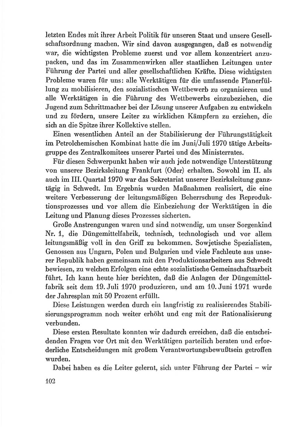 Protokoll der Verhandlungen des Ⅷ. Parteitages der Sozialistischen Einheitspartei Deutschlands (SED) [Deutsche Demokratische Republik (DDR)] 1971, Band 2, Seite 102 (Prot. Verh. Ⅷ. PT SED DDR 1971, Bd. 2, S. 102)