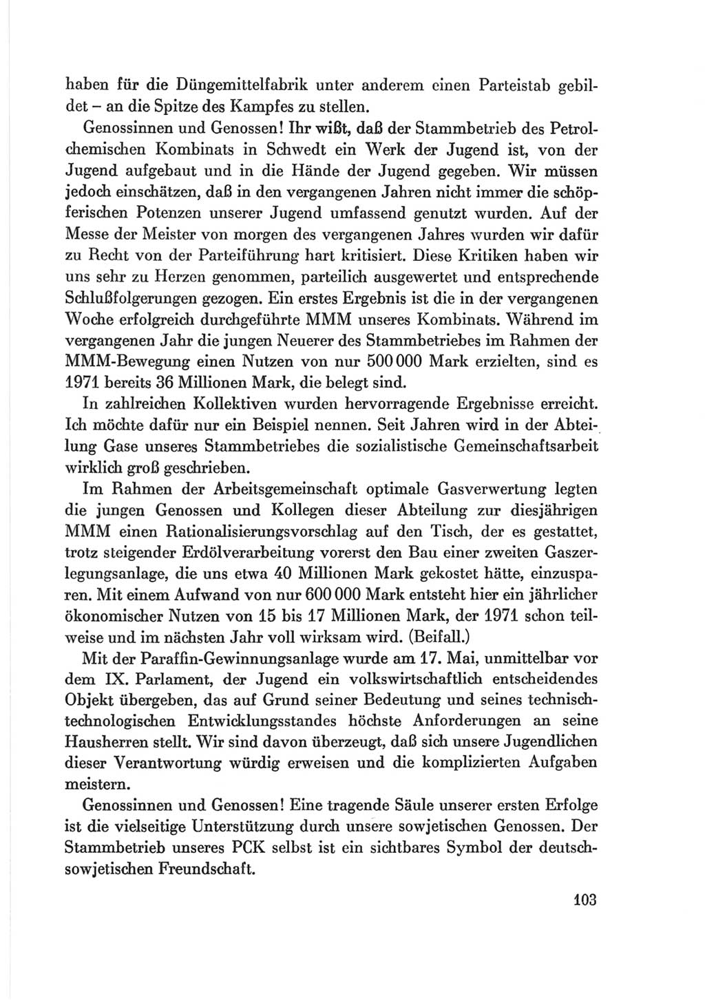 Protokoll der Verhandlungen des Ⅷ. Parteitages der Sozialistischen Einheitspartei Deutschlands (SED) [Deutsche Demokratische Republik (DDR)] 1971, Band 2, Seite 103 (Prot. Verh. Ⅷ. PT SED DDR 1971, Bd. 2, S. 103)