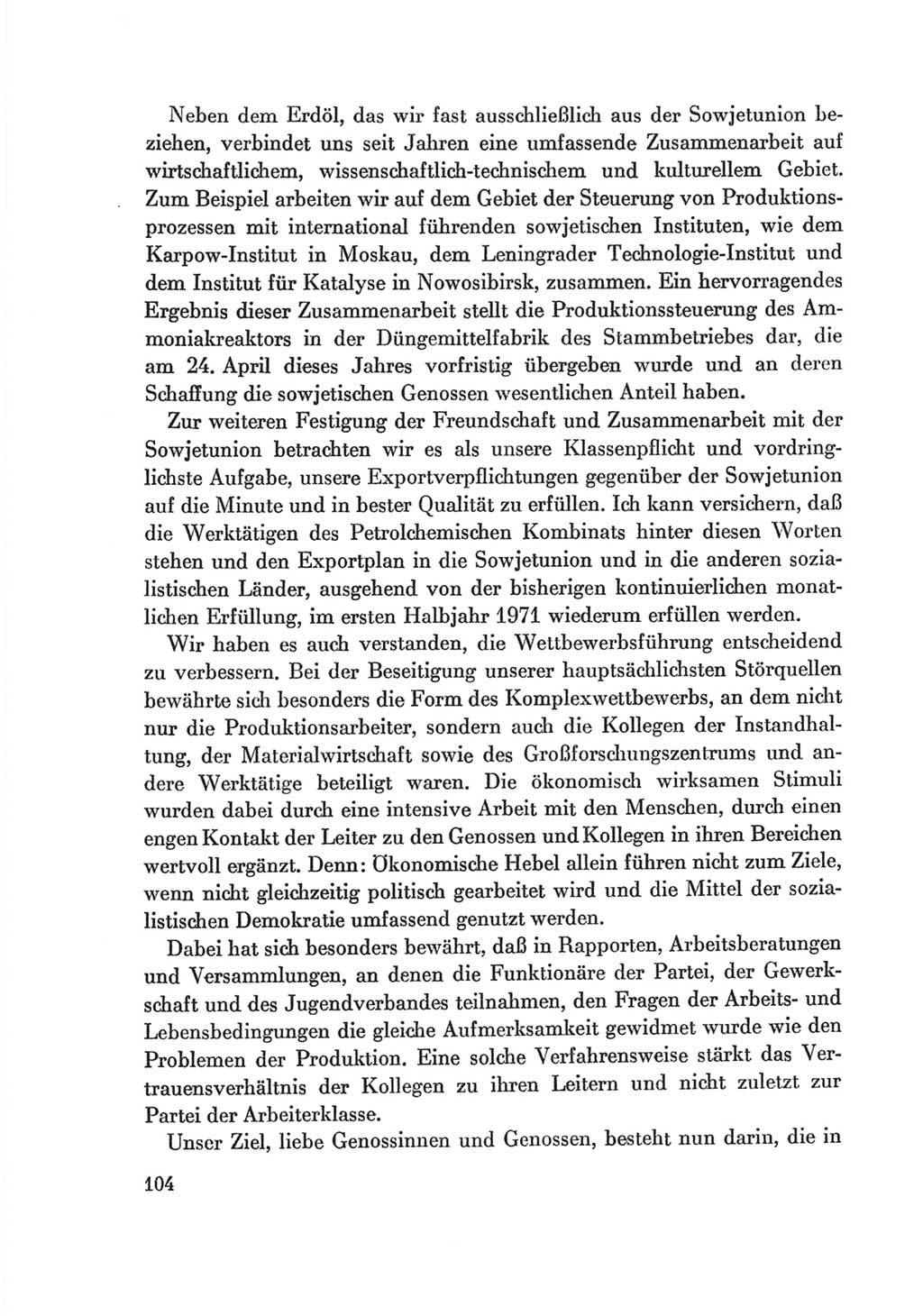 Protokoll der Verhandlungen des Ⅷ. Parteitages der Sozialistischen Einheitspartei Deutschlands (SED) [Deutsche Demokratische Republik (DDR)] 1971, Band 2, Seite 104 (Prot. Verh. Ⅷ. PT SED DDR 1971, Bd. 2, S. 104)