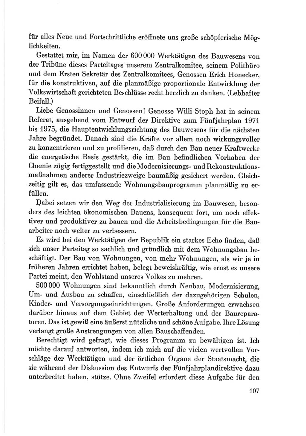 Protokoll der Verhandlungen des Ⅷ. Parteitages der Sozialistischen Einheitspartei Deutschlands (SED) [Deutsche Demokratische Republik (DDR)] 1971, Band 2, Seite 107 (Prot. Verh. Ⅷ. PT SED DDR 1971, Bd. 2, S. 107)