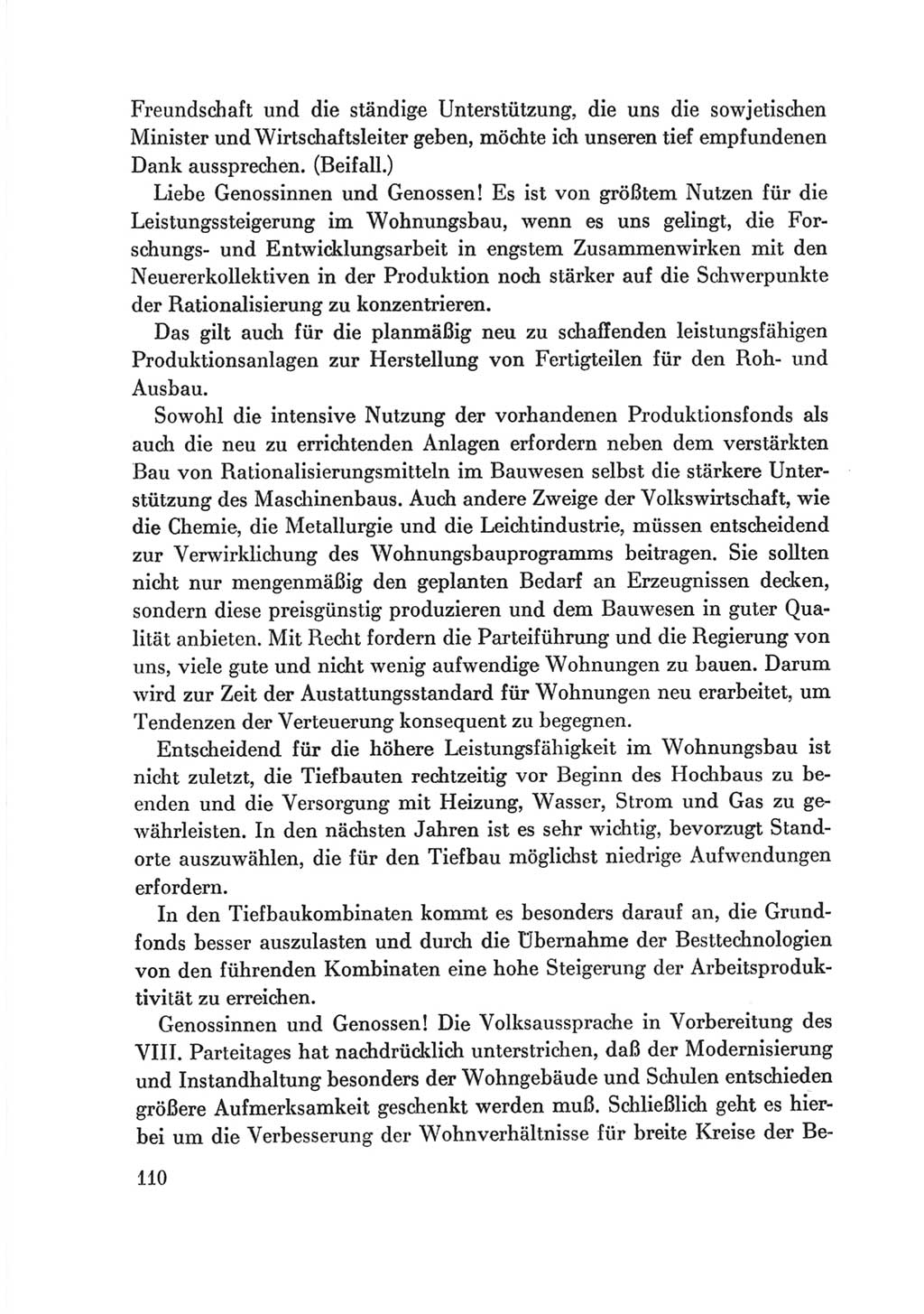 Protokoll der Verhandlungen des Ⅷ. Parteitages der Sozialistischen Einheitspartei Deutschlands (SED) [Deutsche Demokratische Republik (DDR)] 1971, Band 2, Seite 110 (Prot. Verh. Ⅷ. PT SED DDR 1971, Bd. 2, S. 110)