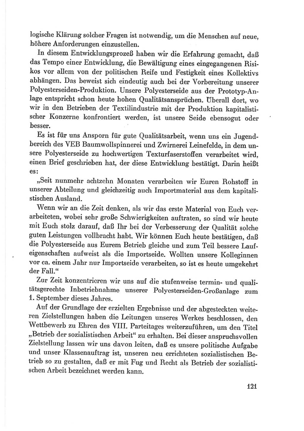 Protokoll der Verhandlungen des Ⅷ. Parteitages der Sozialistischen Einheitspartei Deutschlands (SED) [Deutsche Demokratische Republik (DDR)] 1971, Band 2, Seite 121 (Prot. Verh. Ⅷ. PT SED DDR 1971, Bd. 2, S. 121)