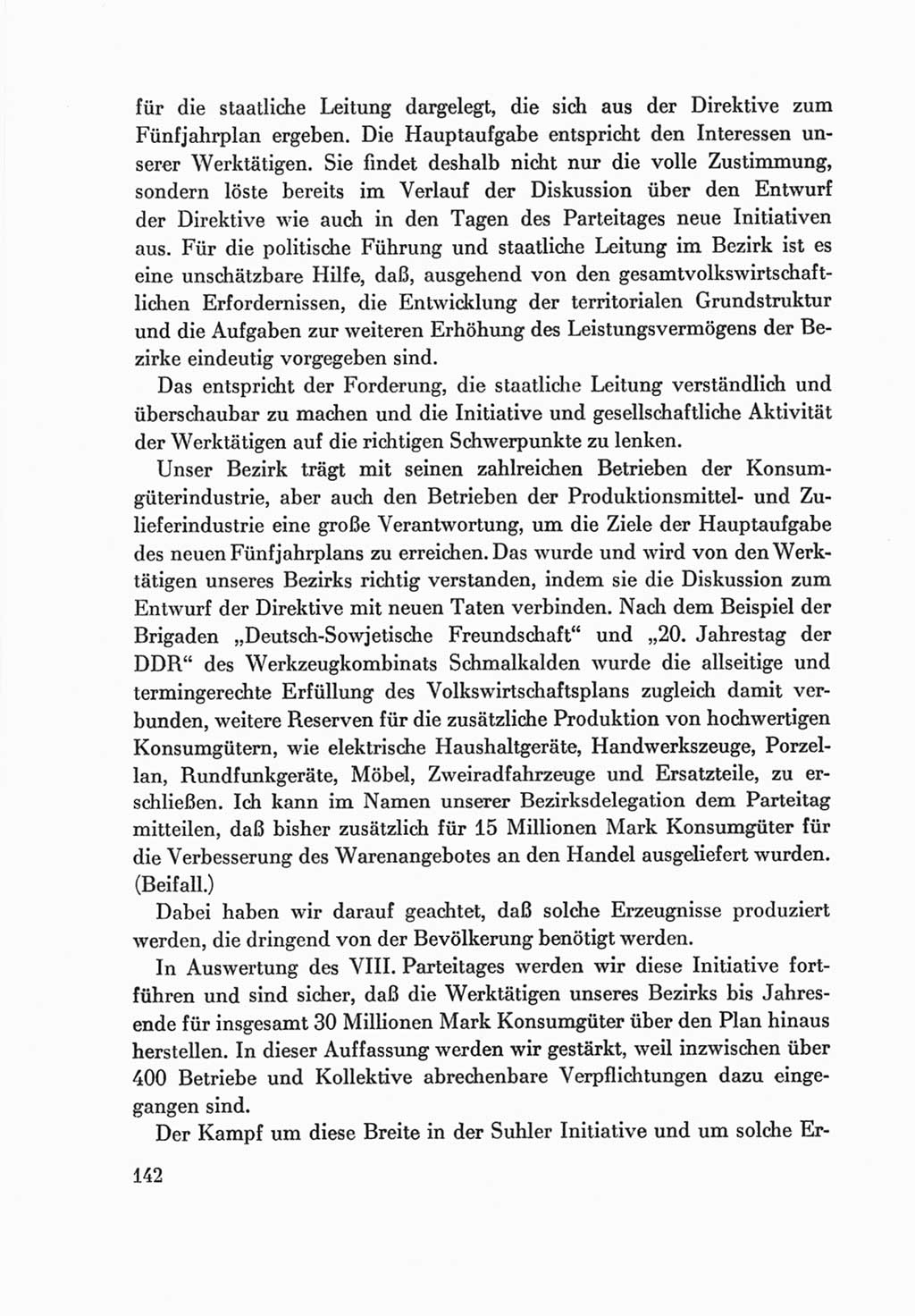 Protokoll der Verhandlungen des Ⅷ. Parteitages der Sozialistischen Einheitspartei Deutschlands (SED) [Deutsche Demokratische Republik (DDR)] 1971, Band 2, Seite 142 (Prot. Verh. Ⅷ. PT SED DDR 1971, Bd. 2, S. 142)