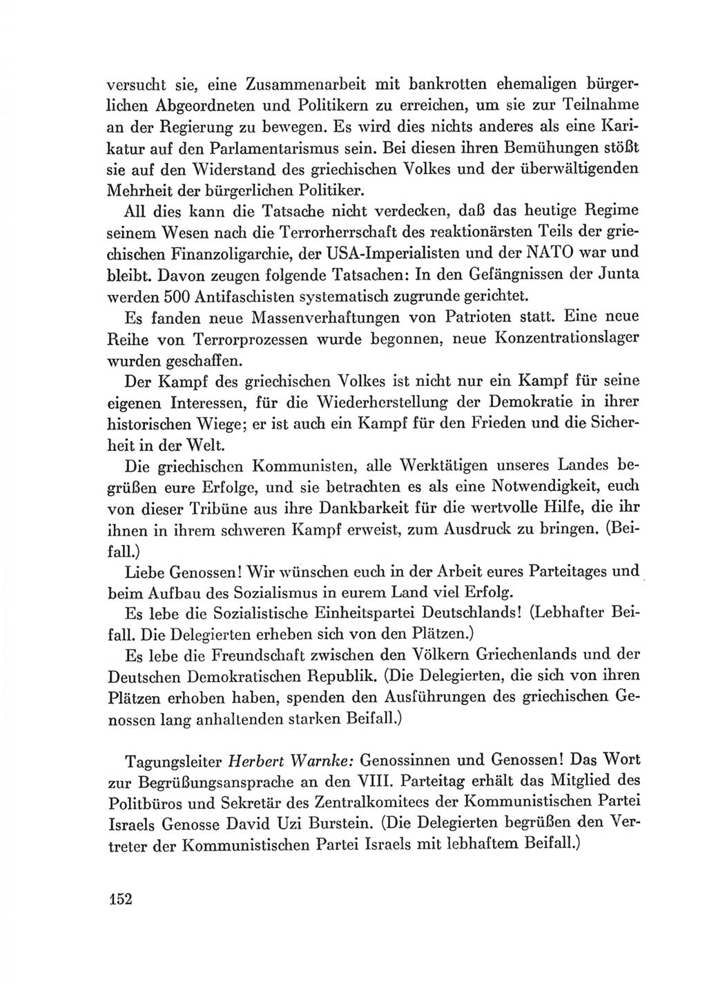 Protokoll der Verhandlungen des Ⅷ. Parteitages der Sozialistischen Einheitspartei Deutschlands (SED) [Deutsche Demokratische Republik (DDR)] 1971, Band 2, Seite 152 (Prot. Verh. Ⅷ. PT SED DDR 1971, Bd. 2, S. 152)