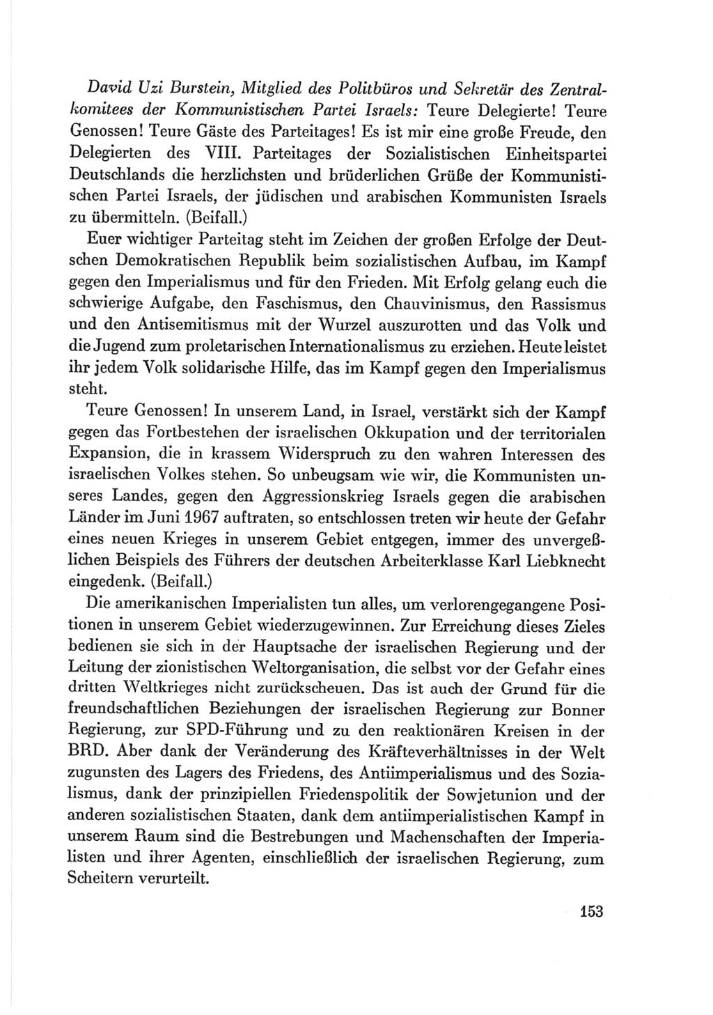 Protokoll der Verhandlungen des Ⅷ. Parteitages der Sozialistischen Einheitspartei Deutschlands (SED) [Deutsche Demokratische Republik (DDR)] 1971, Band 2, Seite 153 (Prot. Verh. Ⅷ. PT SED DDR 1971, Bd. 2, S. 153)
