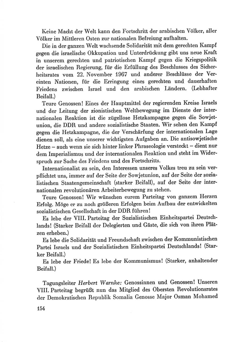 Protokoll der Verhandlungen des Ⅷ. Parteitages der Sozialistischen Einheitspartei Deutschlands (SED) [Deutsche Demokratische Republik (DDR)] 1971, Band 2, Seite 154 (Prot. Verh. Ⅷ. PT SED DDR 1971, Bd. 2, S. 154)