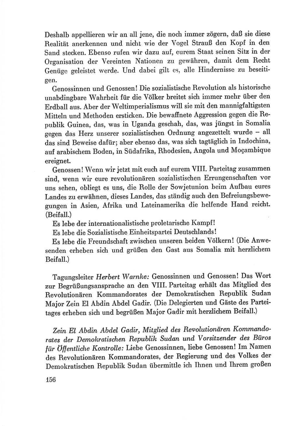 Protokoll der Verhandlungen des Ⅷ. Parteitages der Sozialistischen Einheitspartei Deutschlands (SED) [Deutsche Demokratische Republik (DDR)] 1971, Band 2, Seite 156 (Prot. Verh. Ⅷ. PT SED DDR 1971, Bd. 2, S. 156)