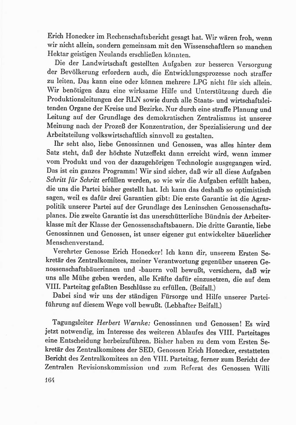 Protokoll der Verhandlungen des Ⅷ. Parteitages der Sozialistischen Einheitspartei Deutschlands (SED) [Deutsche Demokratische Republik (DDR)] 1971, Band 2, Seite 164 (Prot. Verh. Ⅷ. PT SED DDR 1971, Bd. 2, S. 164)