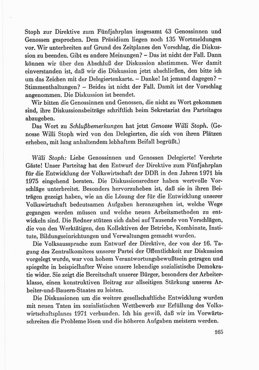 Protokoll der Verhandlungen des Ⅷ. Parteitages der Sozialistischen Einheitspartei Deutschlands (SED) [Deutsche Demokratische Republik (DDR)] 1971, Band 2, Seite 165 (Prot. Verh. Ⅷ. PT SED DDR 1971, Bd. 2, S. 165)