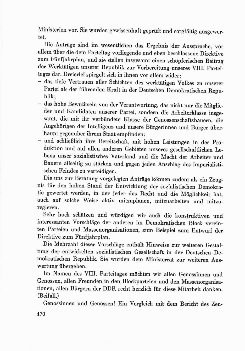 Protokoll der Verhandlungen des Ⅷ. Parteitages der Sozialistischen Einheitspartei Deutschlands (SED) [Deutsche Demokratische Republik (DDR)] 1971, Band 2, Seite 170 (Prot. Verh. Ⅷ. PT SED DDR 1971, Bd. 2, S. 170)