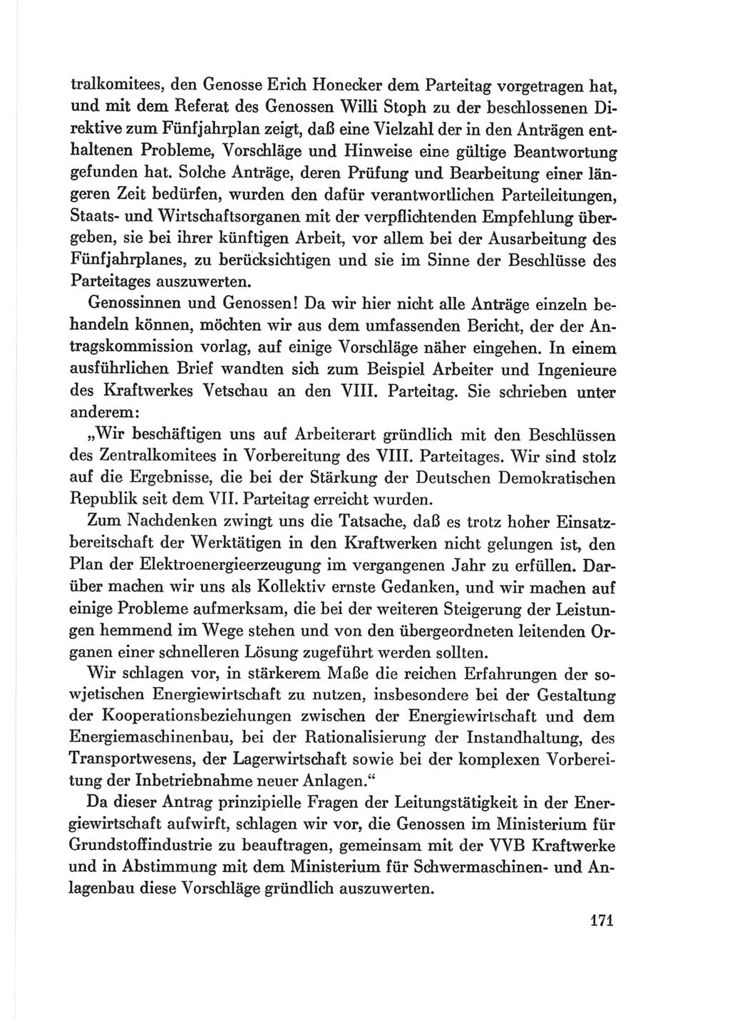 Protokoll der Verhandlungen des Ⅷ. Parteitages der Sozialistischen Einheitspartei Deutschlands (SED) [Deutsche Demokratische Republik (DDR)] 1971, Band 2, Seite 171 (Prot. Verh. Ⅷ. PT SED DDR 1971, Bd. 2, S. 171)