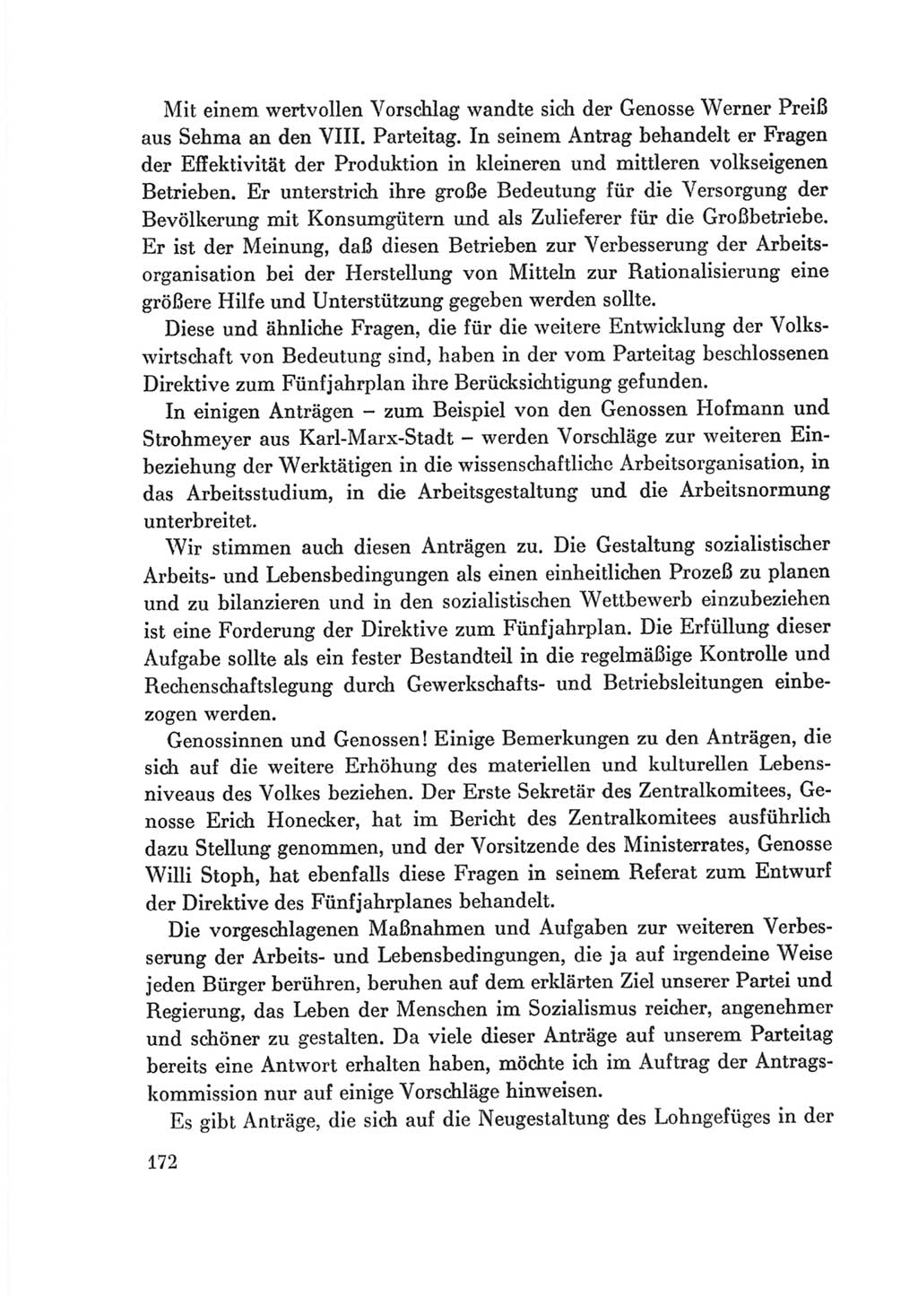 Protokoll der Verhandlungen des Ⅷ. Parteitages der Sozialistischen Einheitspartei Deutschlands (SED) [Deutsche Demokratische Republik (DDR)] 1971, Band 2, Seite 172 (Prot. Verh. Ⅷ. PT SED DDR 1971, Bd. 2, S. 172)