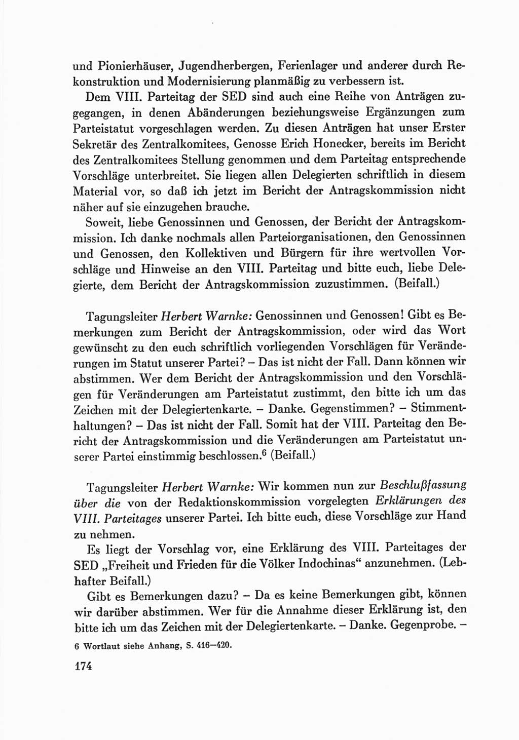 Protokoll der Verhandlungen des Ⅷ. Parteitages der Sozialistischen Einheitspartei Deutschlands (SED) [Deutsche Demokratische Republik (DDR)] 1971, Band 2, Seite 174 (Prot. Verh. Ⅷ. PT SED DDR 1971, Bd. 2, S. 174)