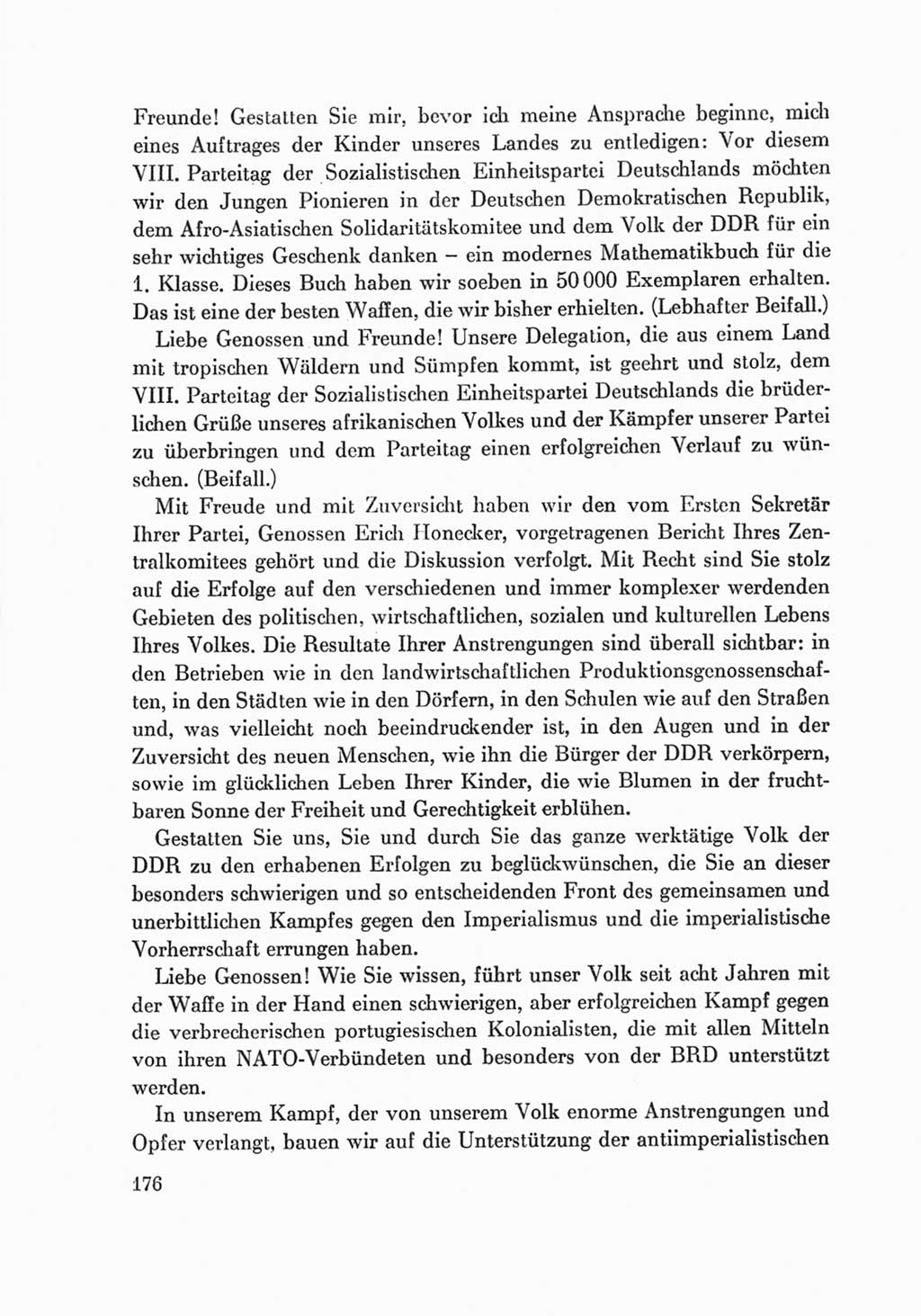 Protokoll der Verhandlungen des Ⅷ. Parteitages der Sozialistischen Einheitspartei Deutschlands (SED) [Deutsche Demokratische Republik (DDR)] 1971, Band 2, Seite 176 (Prot. Verh. Ⅷ. PT SED DDR 1971, Bd. 2, S. 176)