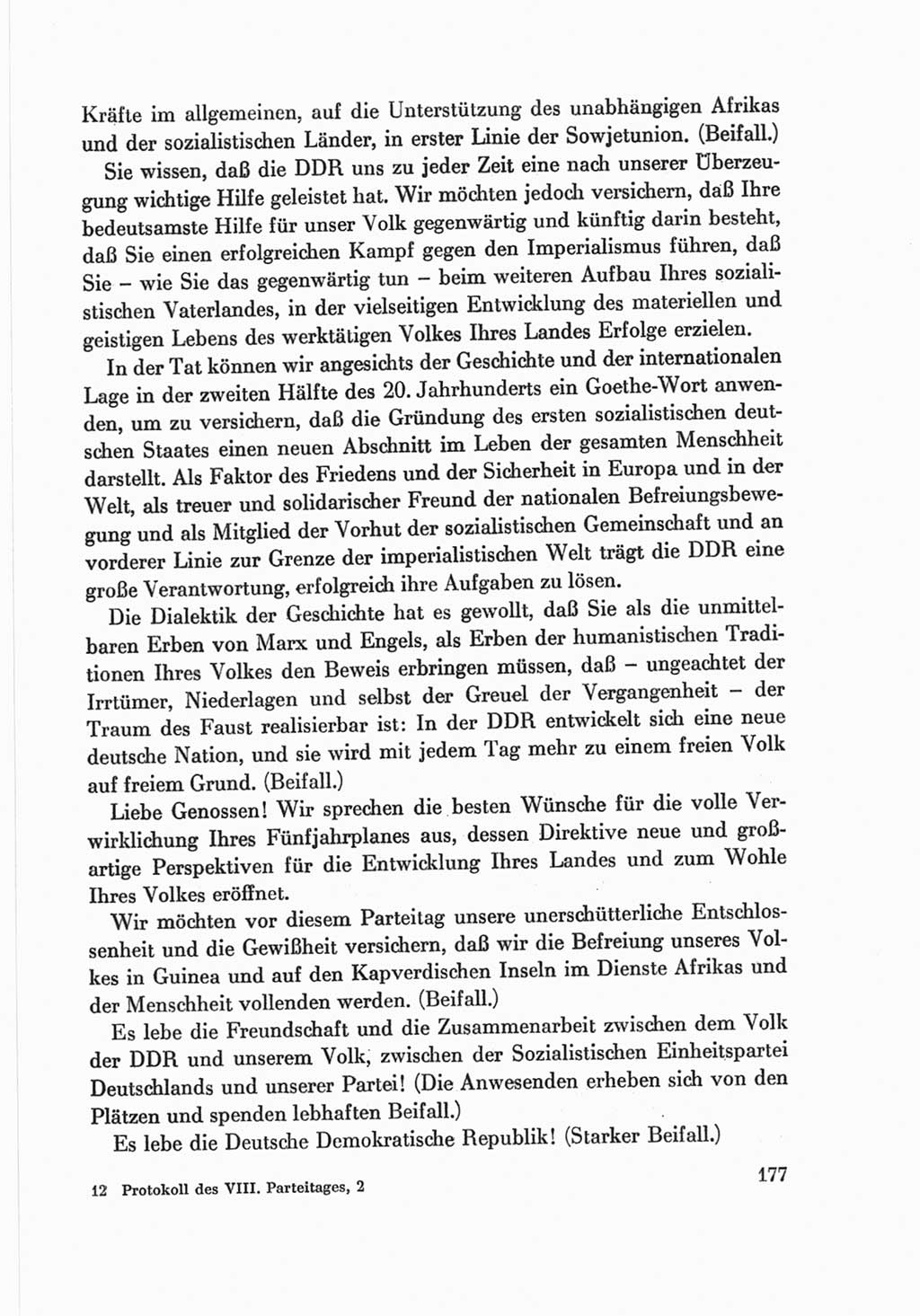 Protokoll der Verhandlungen des Ⅷ. Parteitages der Sozialistischen Einheitspartei Deutschlands (SED) [Deutsche Demokratische Republik (DDR)] 1971, Band 2, Seite 177 (Prot. Verh. Ⅷ. PT SED DDR 1971, Bd. 2, S. 177)