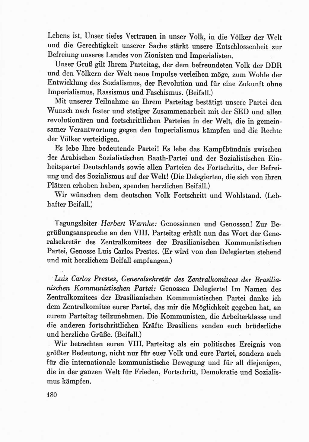 Protokoll der Verhandlungen des Ⅷ. Parteitages der Sozialistischen Einheitspartei Deutschlands (SED) [Deutsche Demokratische Republik (DDR)] 1971, Band 2, Seite 180 (Prot. Verh. Ⅷ. PT SED DDR 1971, Bd. 2, S. 180)