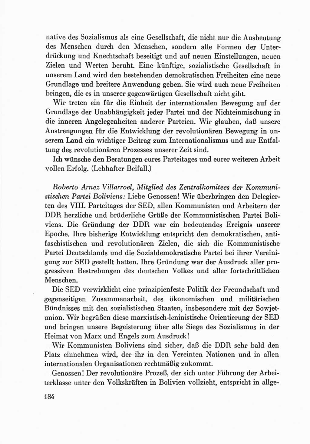 Protokoll der Verhandlungen des Ⅷ. Parteitages der Sozialistischen Einheitspartei Deutschlands (SED) [Deutsche Demokratische Republik (DDR)] 1971, Band 2, Seite 184 (Prot. Verh. Ⅷ. PT SED DDR 1971, Bd. 2, S. 184)