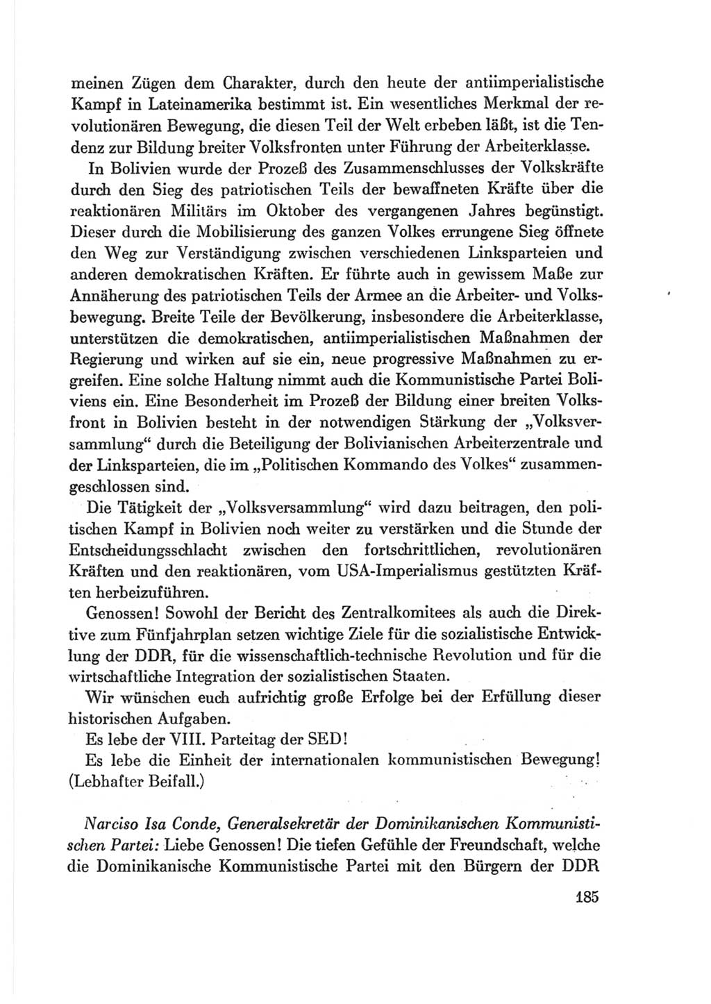 Protokoll der Verhandlungen des Ⅷ. Parteitages der Sozialistischen Einheitspartei Deutschlands (SED) [Deutsche Demokratische Republik (DDR)] 1971, Band 2, Seite 185 (Prot. Verh. Ⅷ. PT SED DDR 1971, Bd. 2, S. 185)