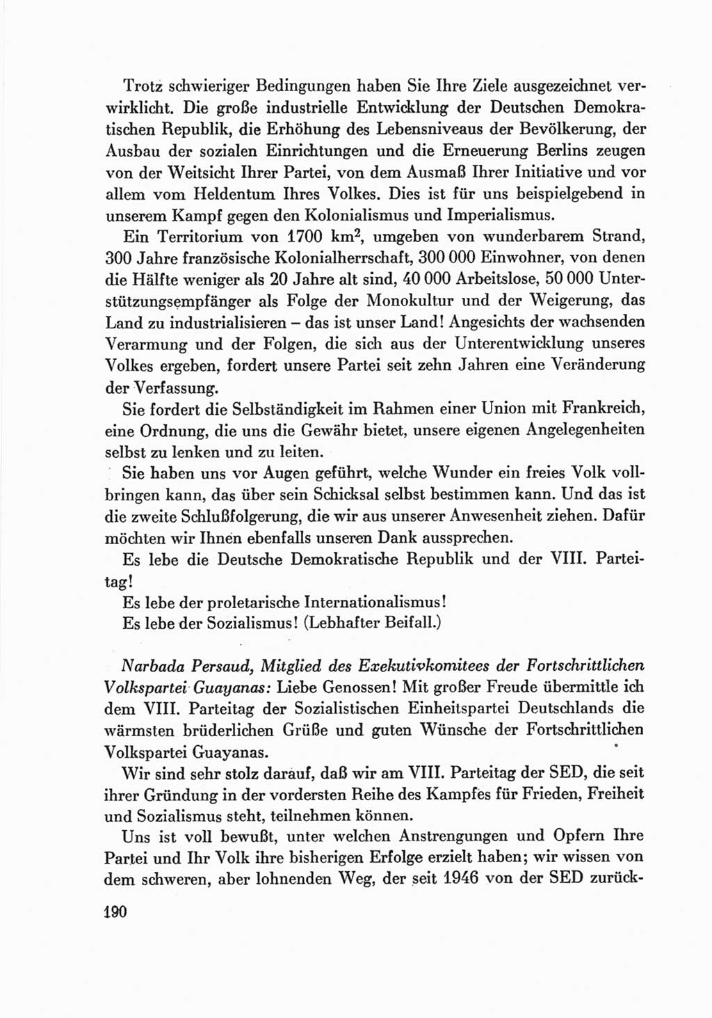 Protokoll der Verhandlungen des Ⅷ. Parteitages der Sozialistischen Einheitspartei Deutschlands (SED) [Deutsche Demokratische Republik (DDR)] 1971, Band 2, Seite 190 (Prot. Verh. Ⅷ. PT SED DDR 1971, Bd. 2, S. 190)