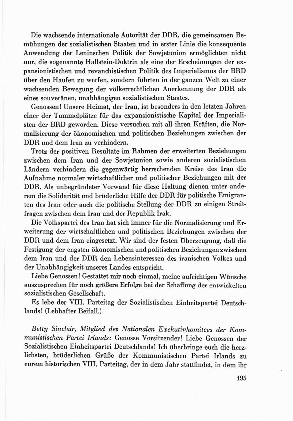 Protokoll der Verhandlungen des Ⅷ. Parteitages der Sozialistischen Einheitspartei Deutschlands (SED) [Deutsche Demokratische Republik (DDR)] 1971, Band 2, Seite 195 (Prot. Verh. Ⅷ. PT SED DDR 1971, Bd. 2, S. 195)