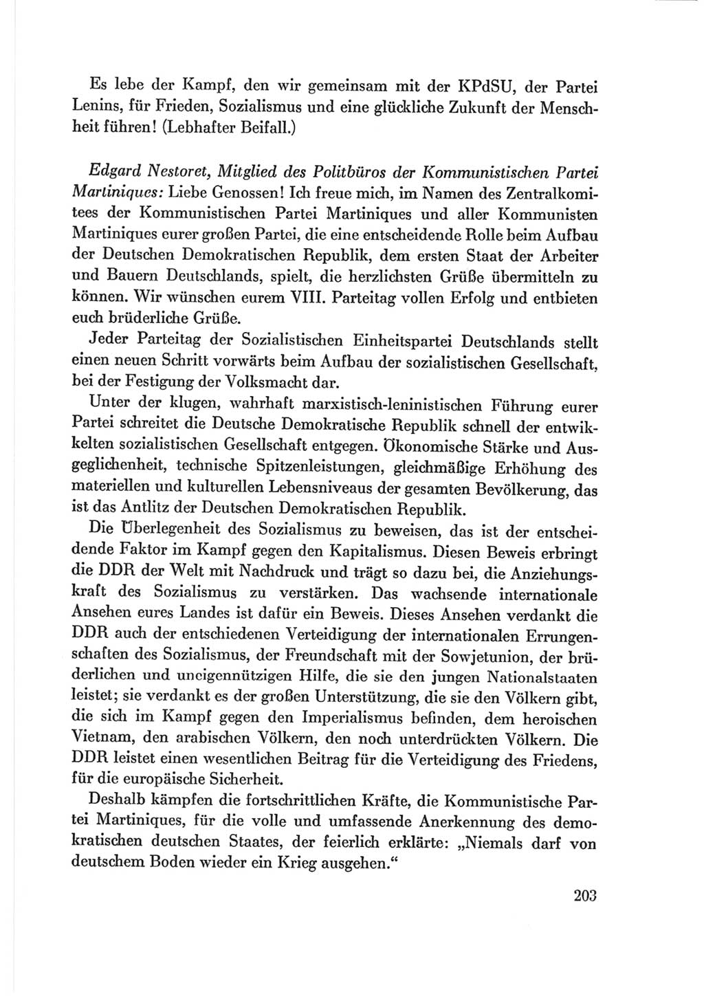 Protokoll der Verhandlungen des Ⅷ. Parteitages der Sozialistischen Einheitspartei Deutschlands (SED) [Deutsche Demokratische Republik (DDR)] 1971, Band 2, Seite 203 (Prot. Verh. Ⅷ. PT SED DDR 1971, Bd. 2, S. 203)