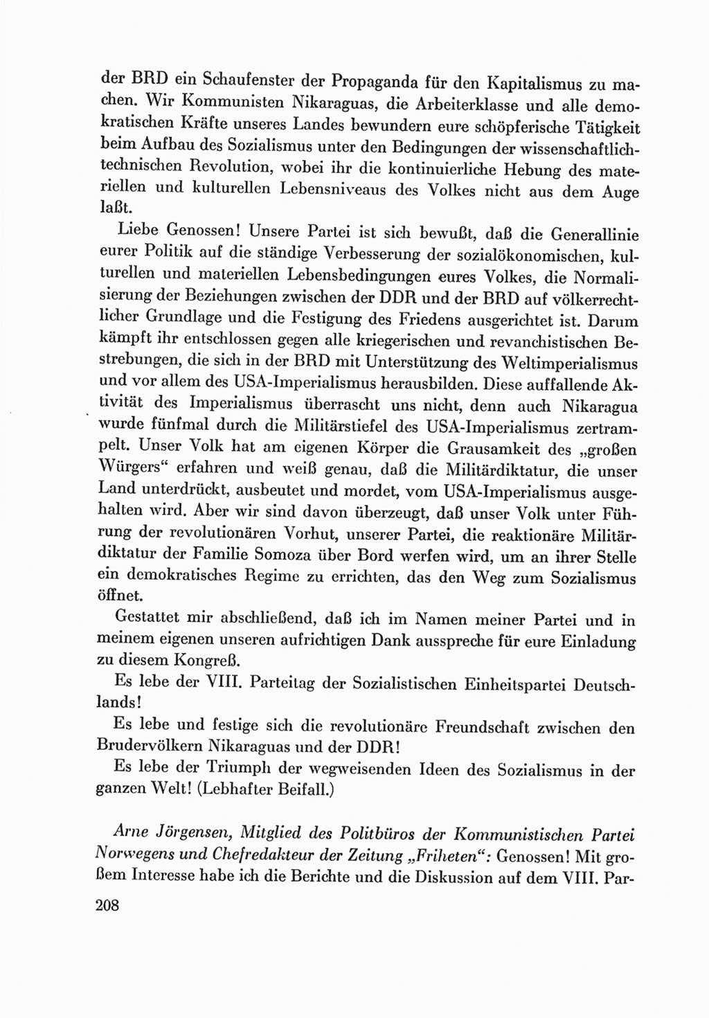 Protokoll der Verhandlungen des Ⅷ. Parteitages der Sozialistischen Einheitspartei Deutschlands (SED) [Deutsche Demokratische Republik (DDR)] 1971, Band 2, Seite 208 (Prot. Verh. Ⅷ. PT SED DDR 1971, Bd. 2, S. 208)