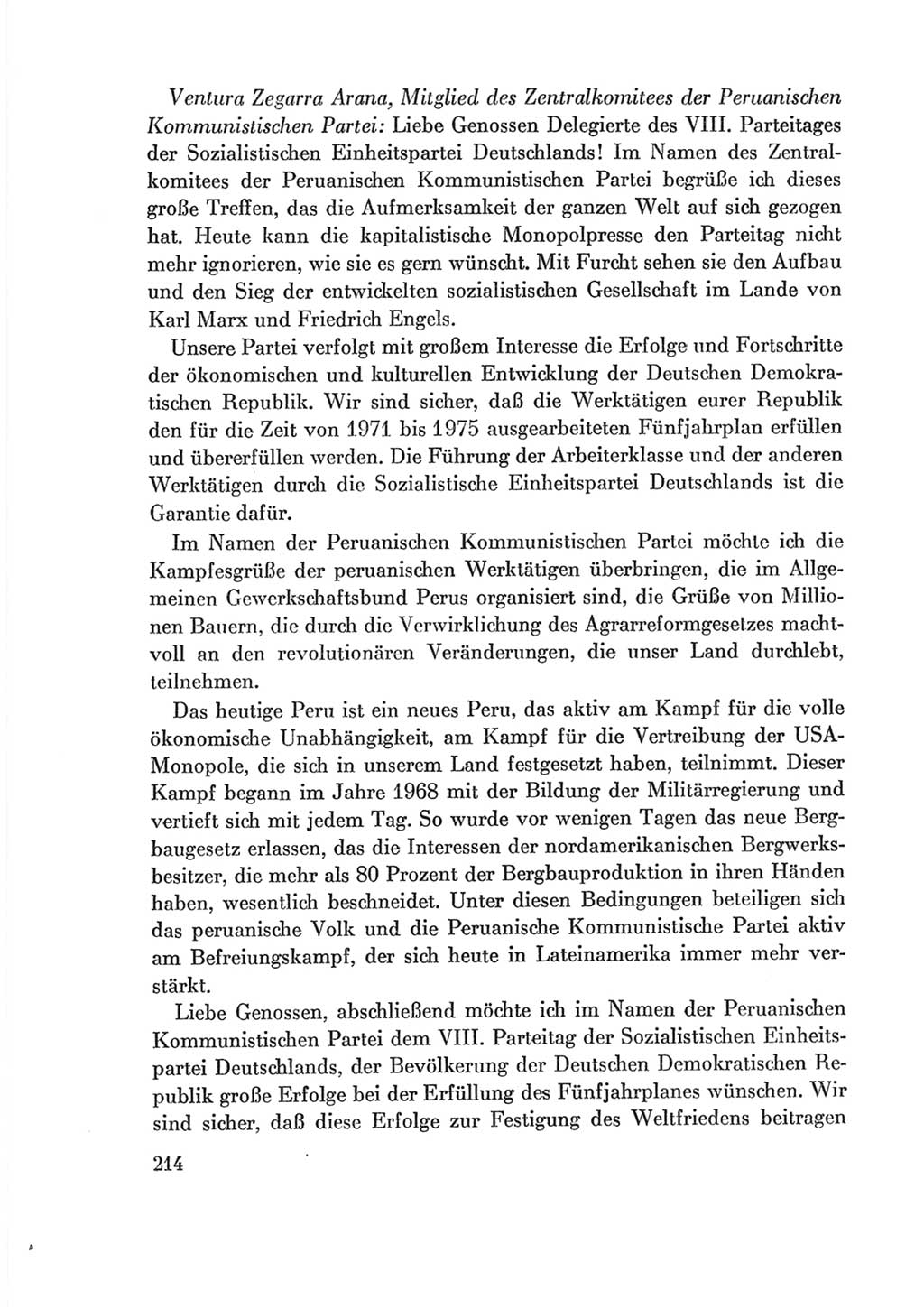 Protokoll der Verhandlungen des Ⅷ. Parteitages der Sozialistischen Einheitspartei Deutschlands (SED) [Deutsche Demokratische Republik (DDR)] 1971, Band 2, Seite 214 (Prot. Verh. Ⅷ. PT SED DDR 1971, Bd. 2, S. 214)