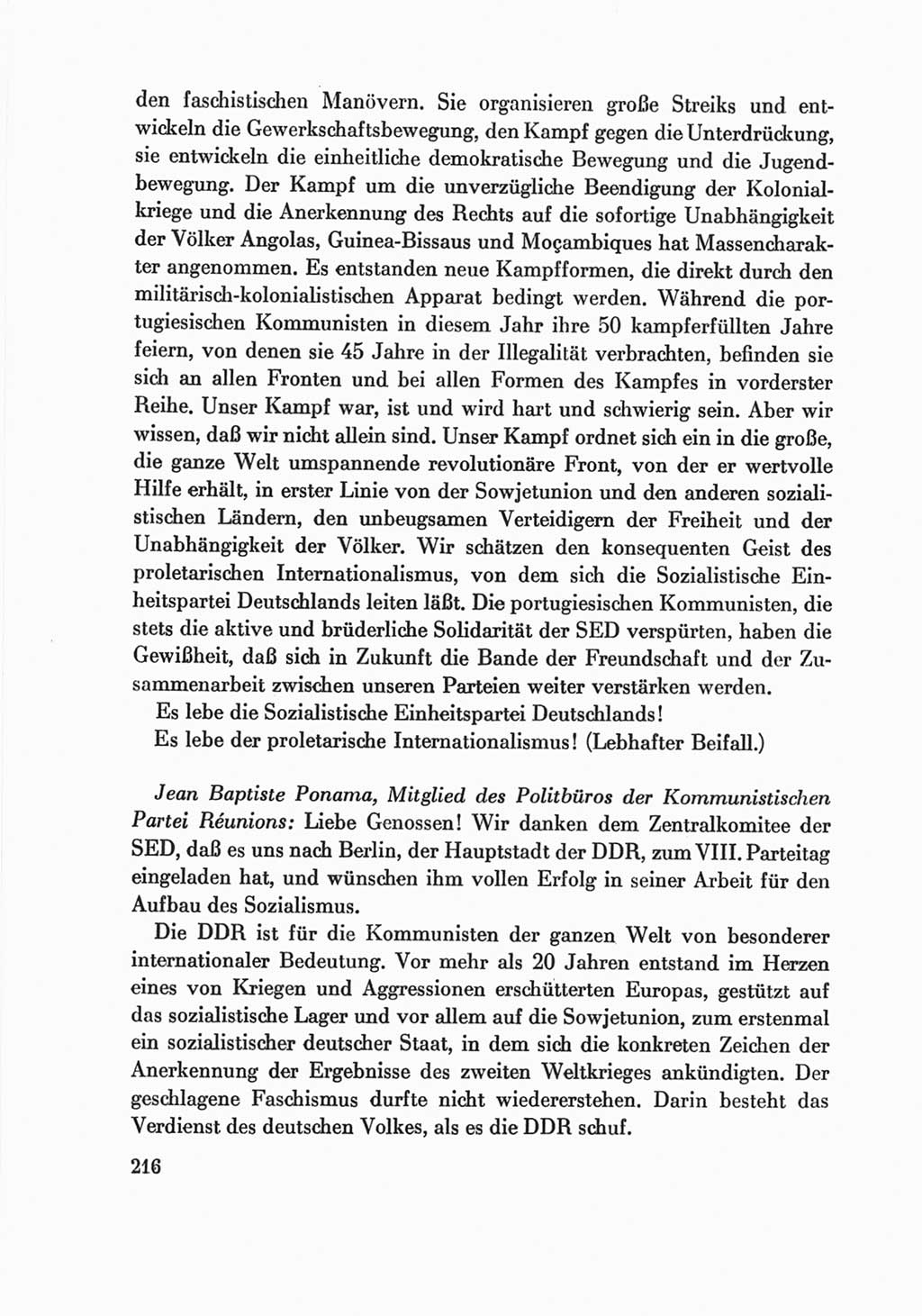 Protokoll der Verhandlungen des Ⅷ. Parteitages der Sozialistischen Einheitspartei Deutschlands (SED) [Deutsche Demokratische Republik (DDR)] 1971, Band 2, Seite 216 (Prot. Verh. Ⅷ. PT SED DDR 1971, Bd. 2, S. 216)