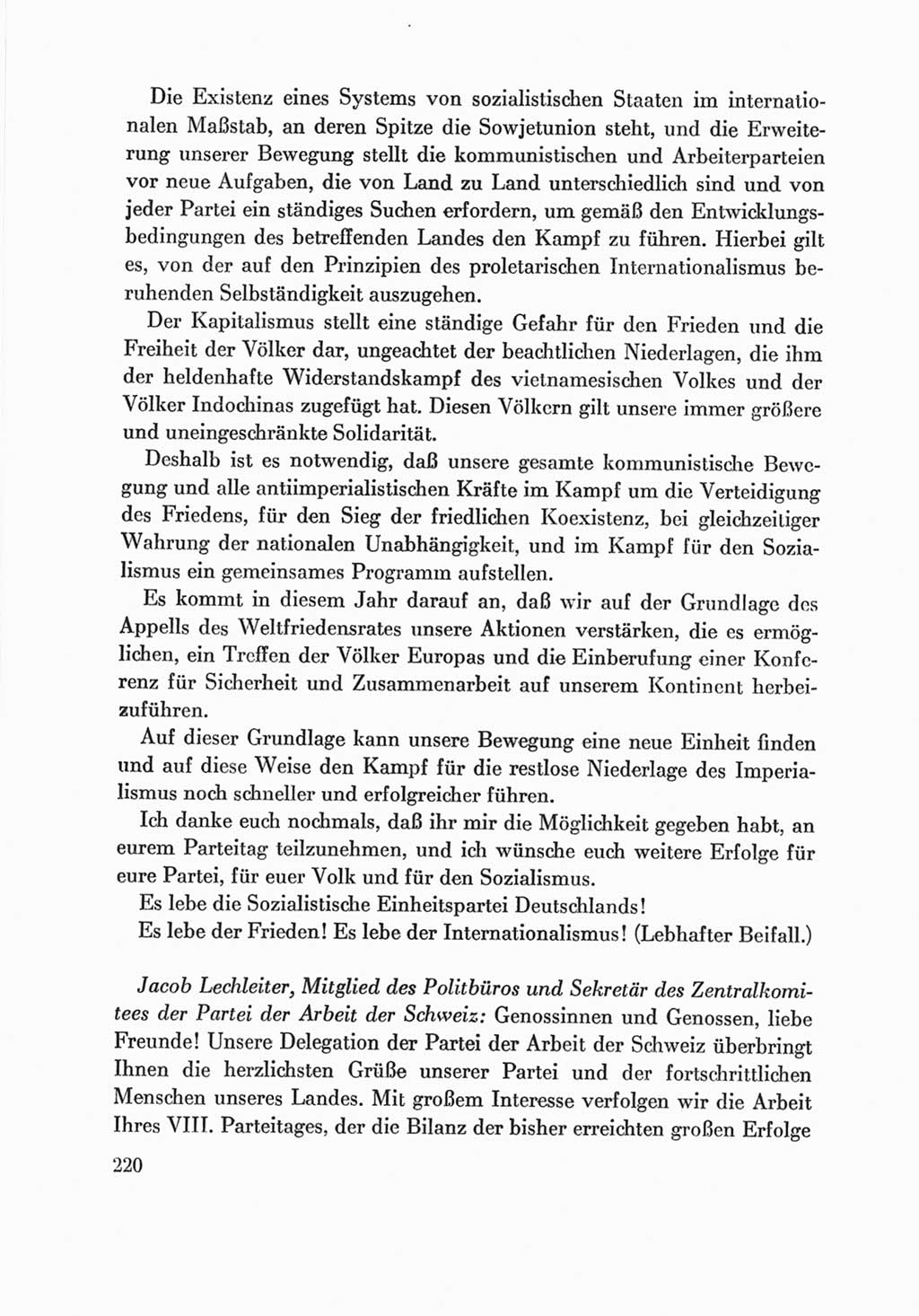 Protokoll der Verhandlungen des Ⅷ. Parteitages der Sozialistischen Einheitspartei Deutschlands (SED) [Deutsche Demokratische Republik (DDR)] 1971, Band 2, Seite 220 (Prot. Verh. Ⅷ. PT SED DDR 1971, Bd. 2, S. 220)